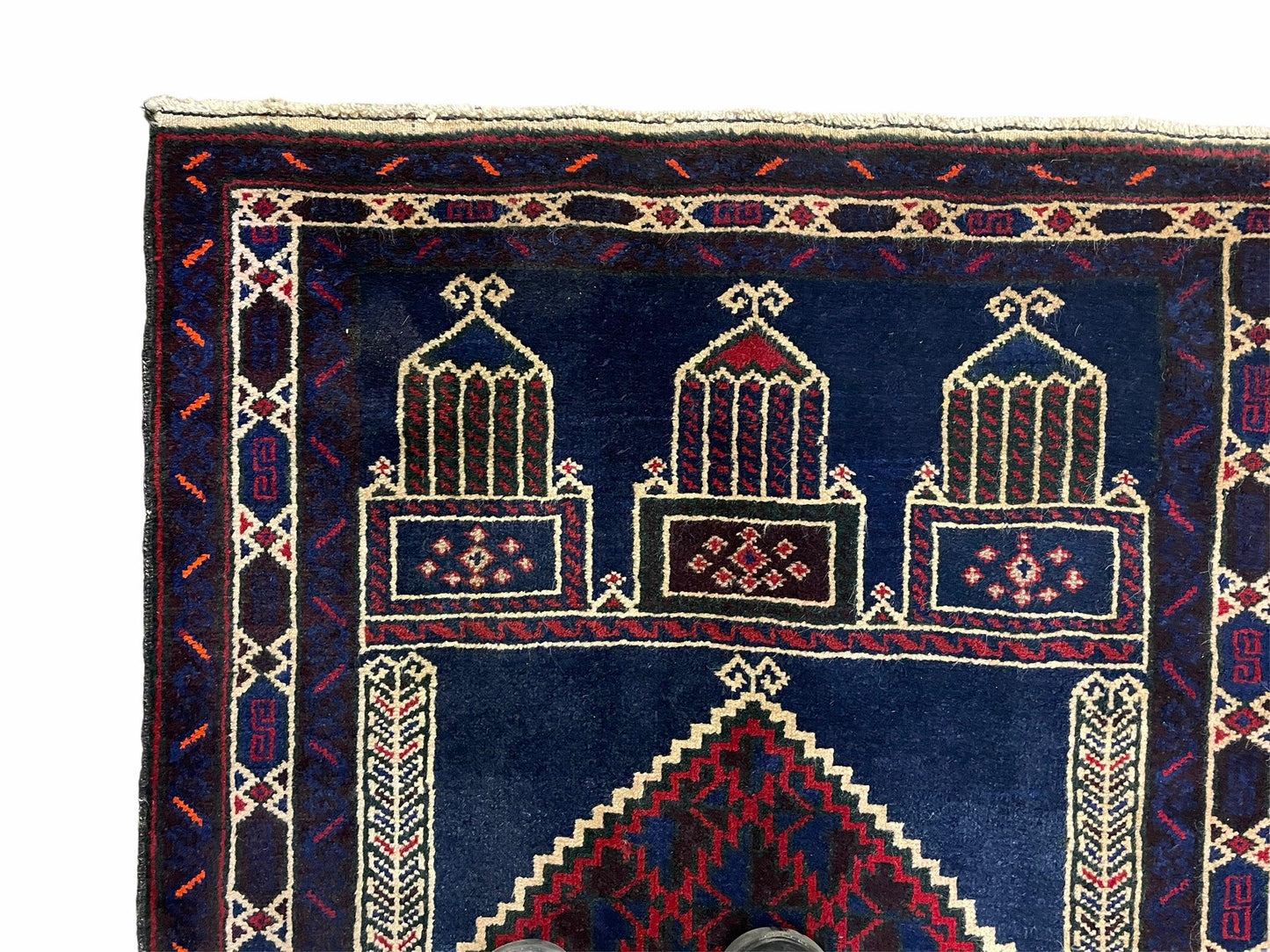 3x5 Vintage Handmade Tribal Wool Rug Balouchi Prayer Rug Afghan Rug Red Blue Wow - Nuvé