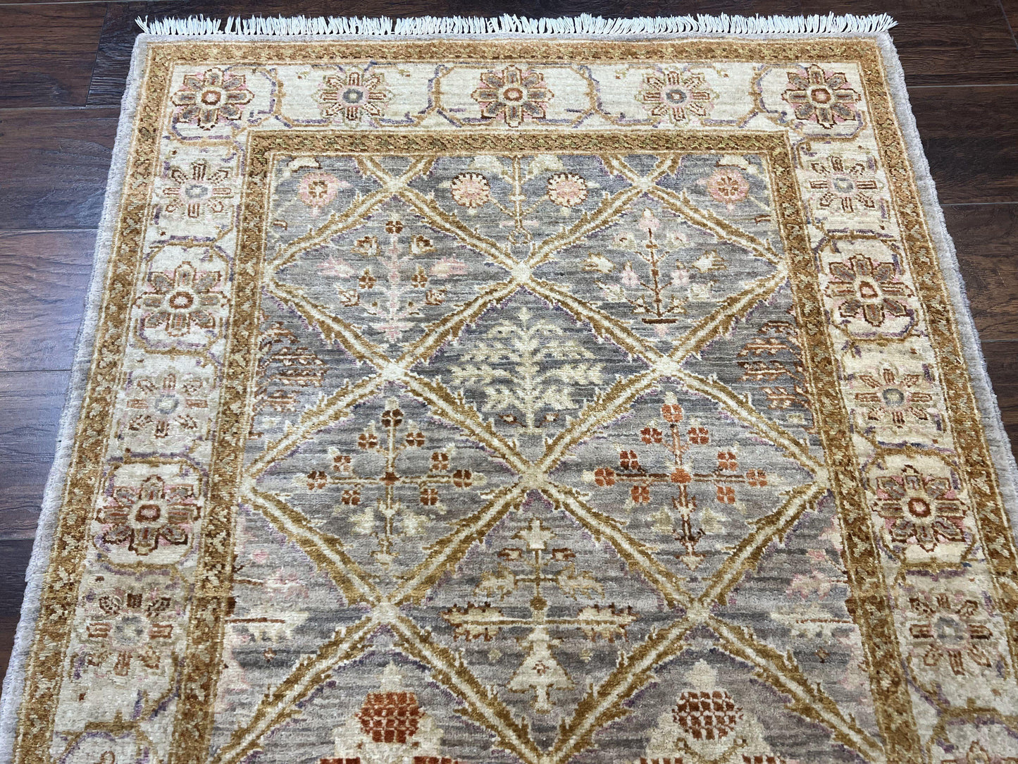 Pakistani Peshawar Rug 3.6 x 5, Safavieh Wool Handmade Hand Knotted Vintage Rug, Panel Design Oriental Carpet, Pair C - Nuvé