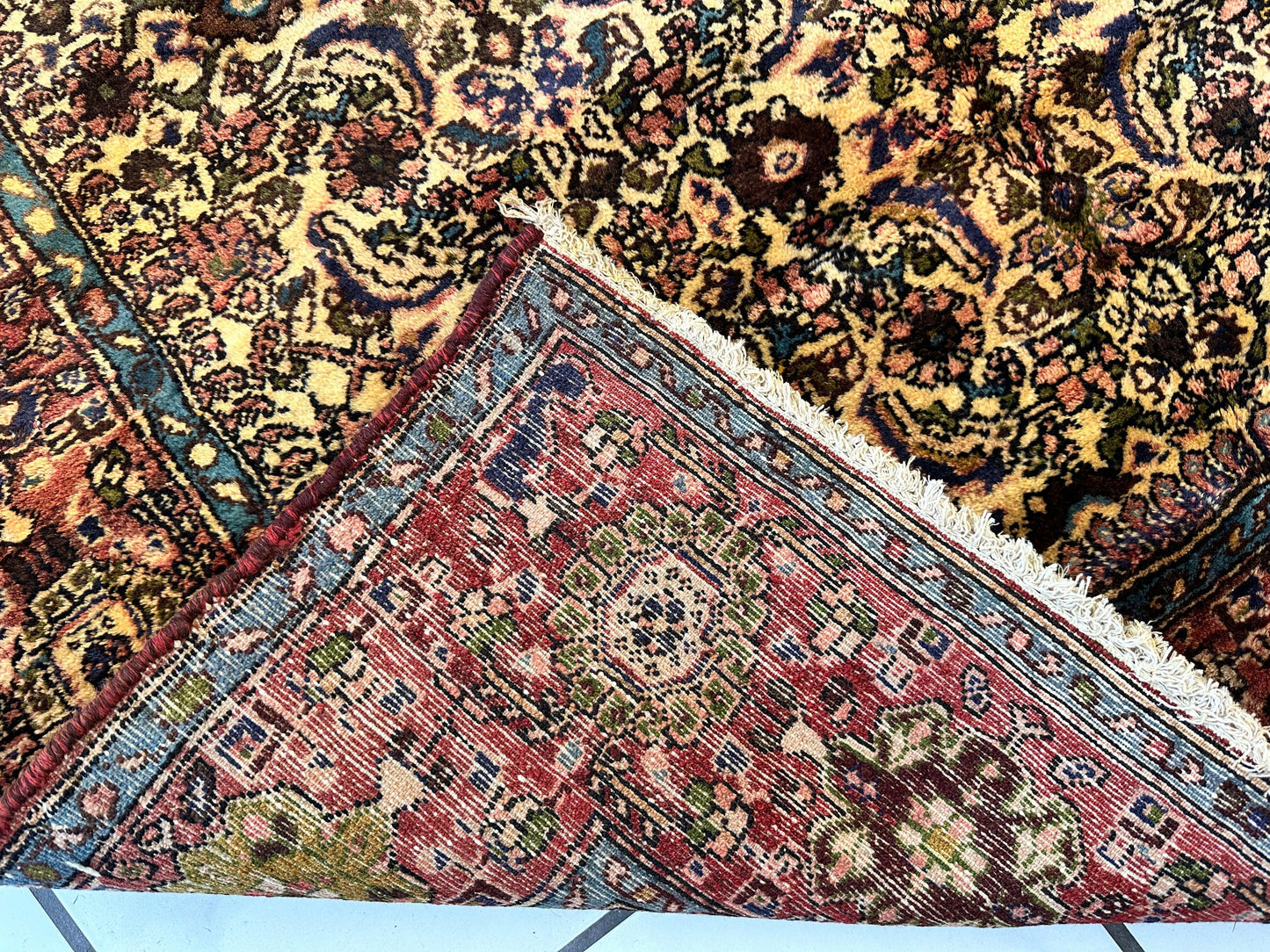 Hand-Knotted Persian Bidjar Herati Wool Runner – 4'11" x 13'2" – Durable Traditional Rug - Nuvé