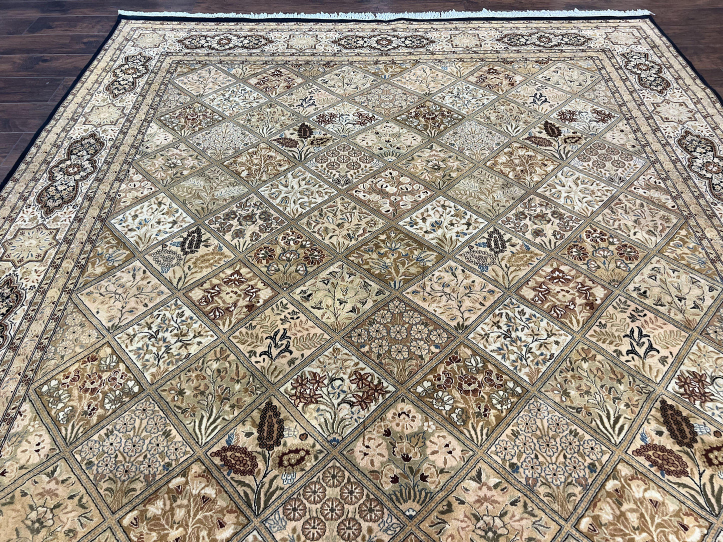 Pak Persian Rug 8x10, Multipanel Kirman Design, Wool Hand Knotted Vintage Carpet, Fine Weave Oriental Rug 8 x 10 - Nuvé