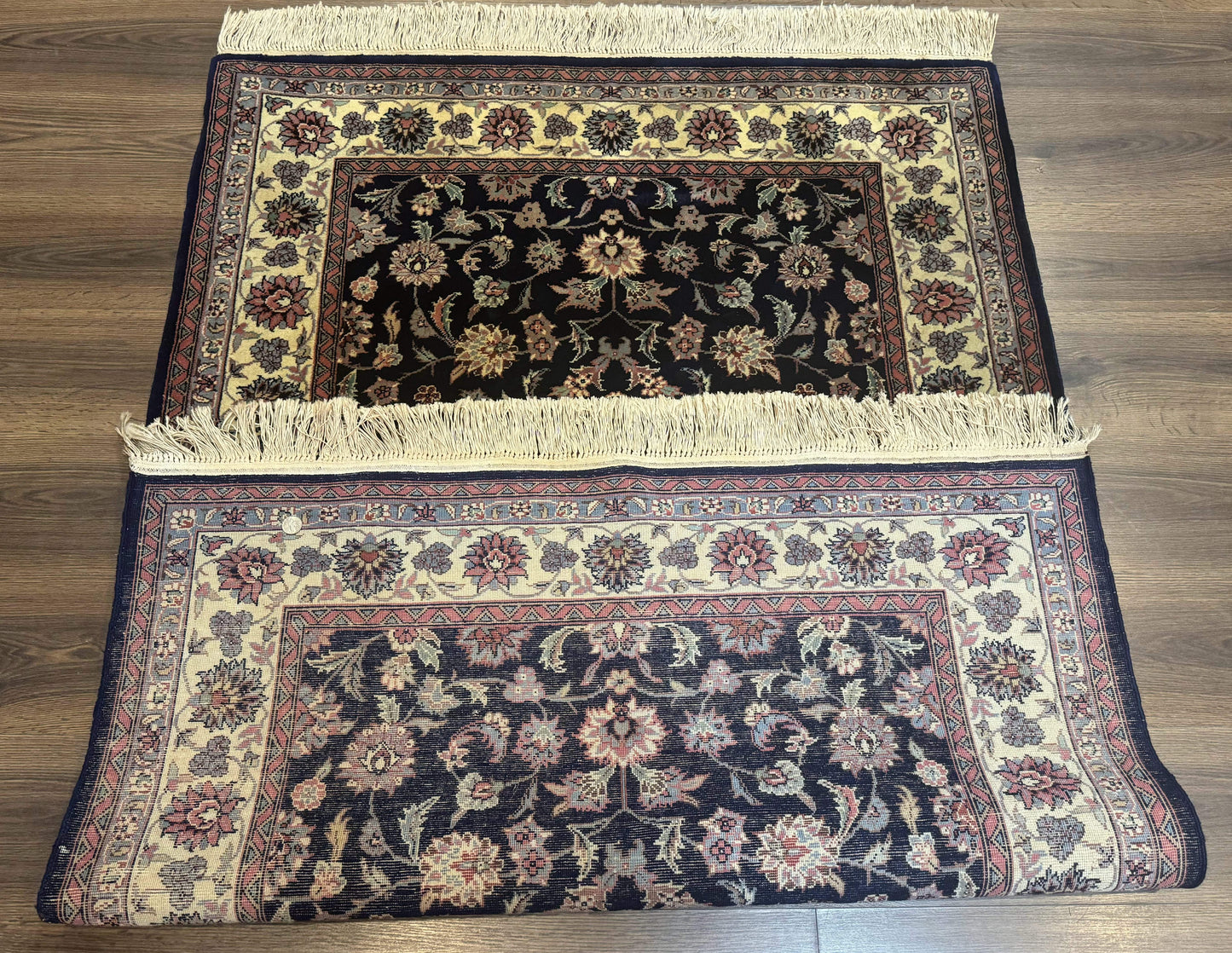 Sino Persian Rug 4x6, Navy Blue and Cream, Floral Allover Oriental Carpet - Nuvé