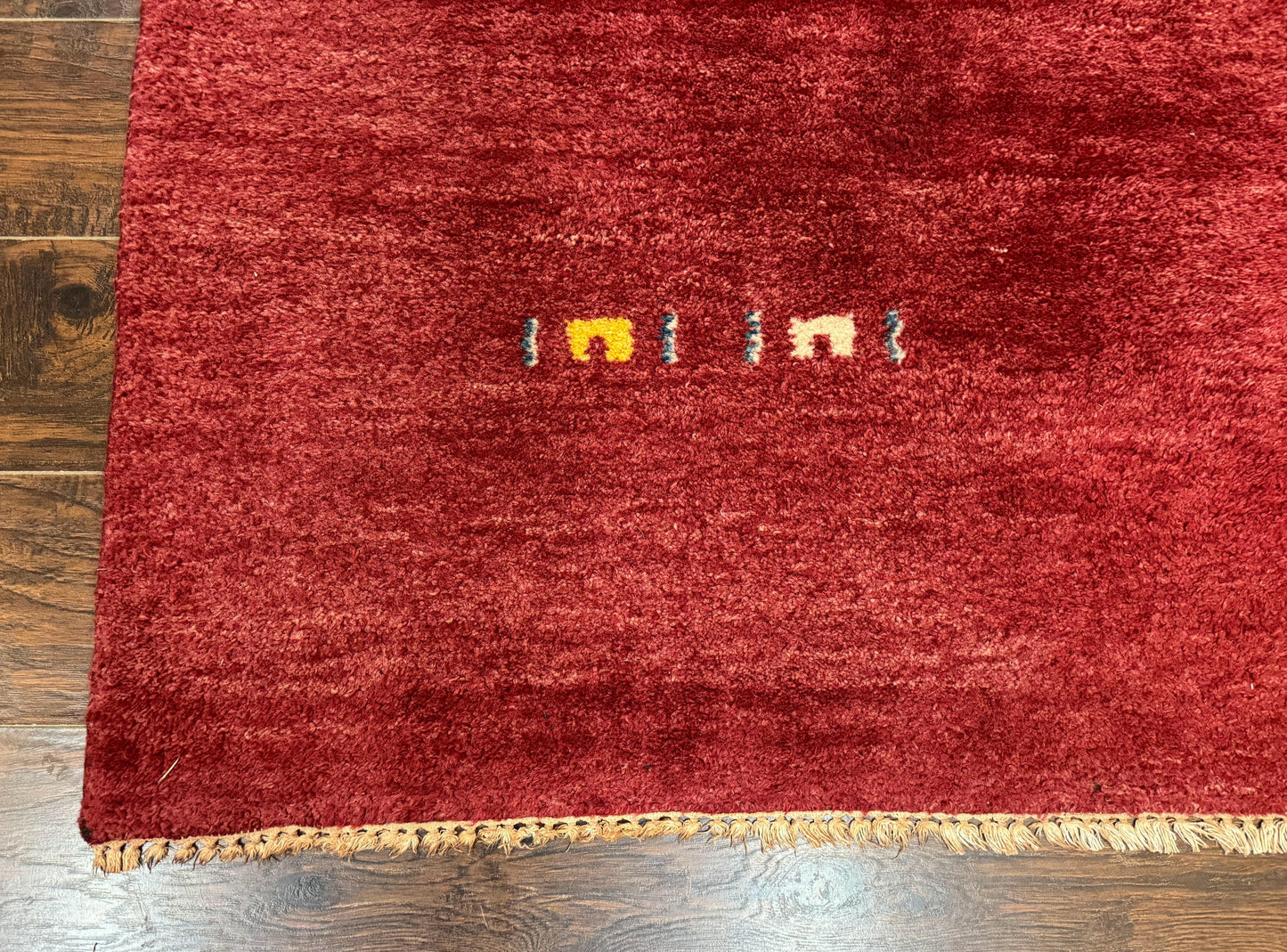 Modern Indo Persian Gabbeh Rug 7x10, Red, Tribal Area Rug - Nuvé