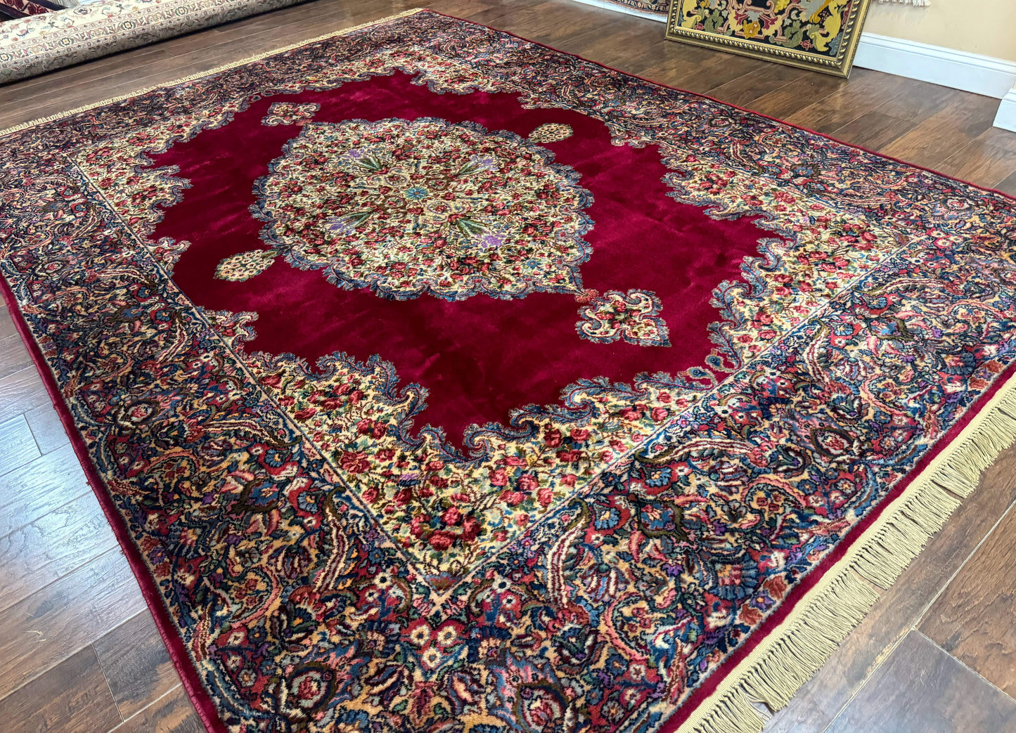 Karastan Rug 8.8 x 12 - Red Floral Kirman - Wool Pile Carpet - Nuvé