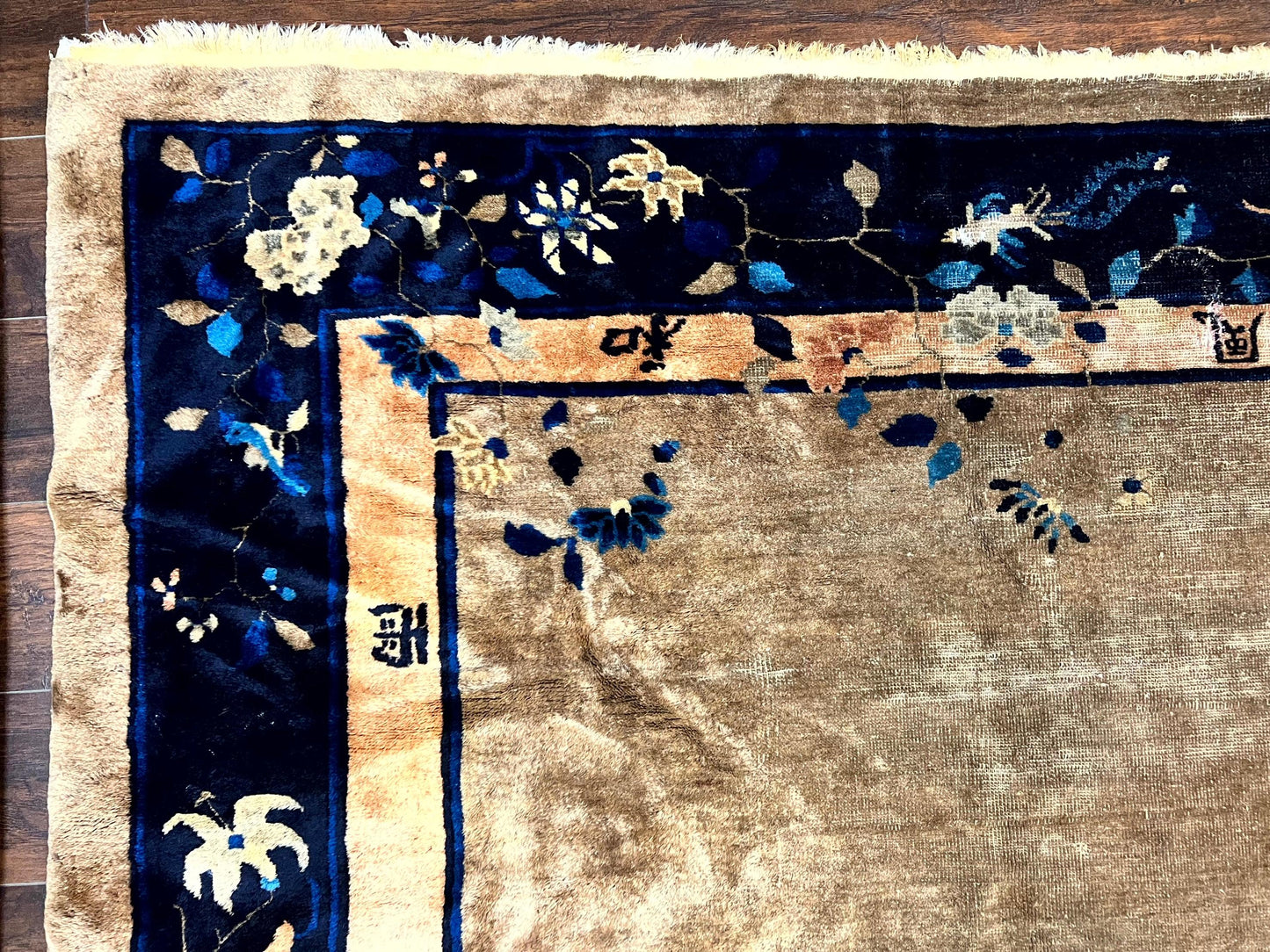 Antique Chinese Wool Rug 10x13, Large 1920s Peking Carpet, Handmade - Nuvé
