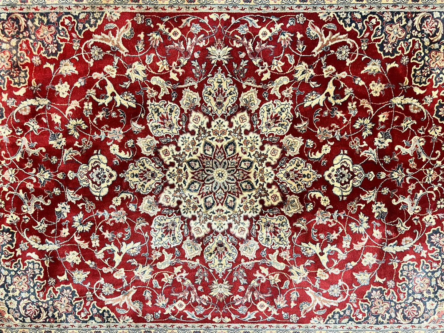 Couristan Rug 5.6 x 8, Floral Medallion, Dark Red Cream, Belgium Power Loomed Rug, Taj Mahal Rug, Vintage Oriental Wool Carpet - Nuvé