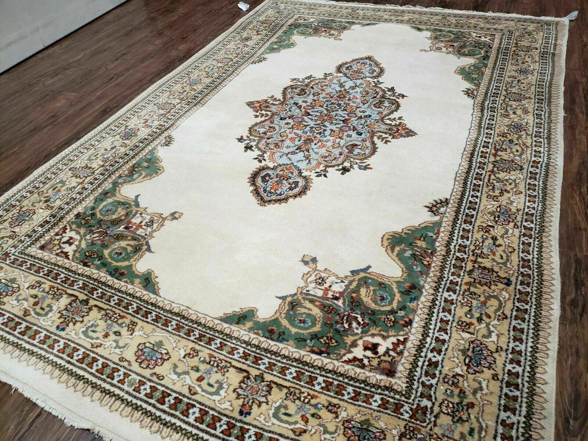 6' X 9' Vintage Handmade India Open Field Tribal Wool Rug Carpet Medallion Nice
