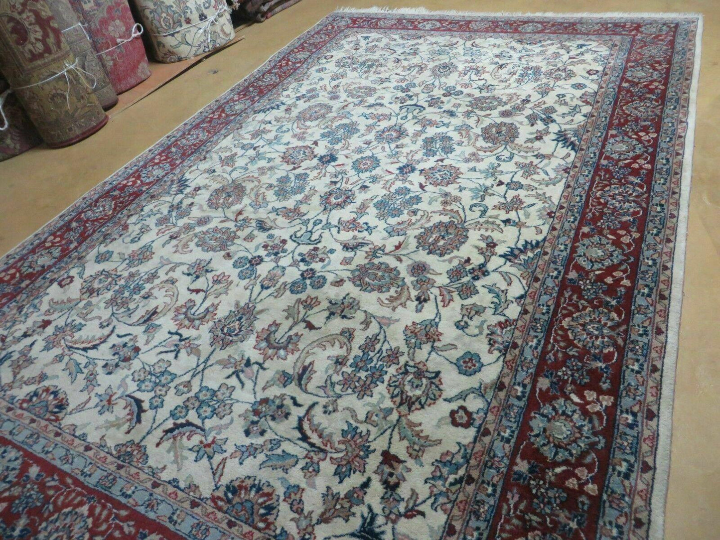 6' X 9' Vintage Handmade Fine Chinese Floral Oriental Wool Rug Carpet Beige - Nuvé