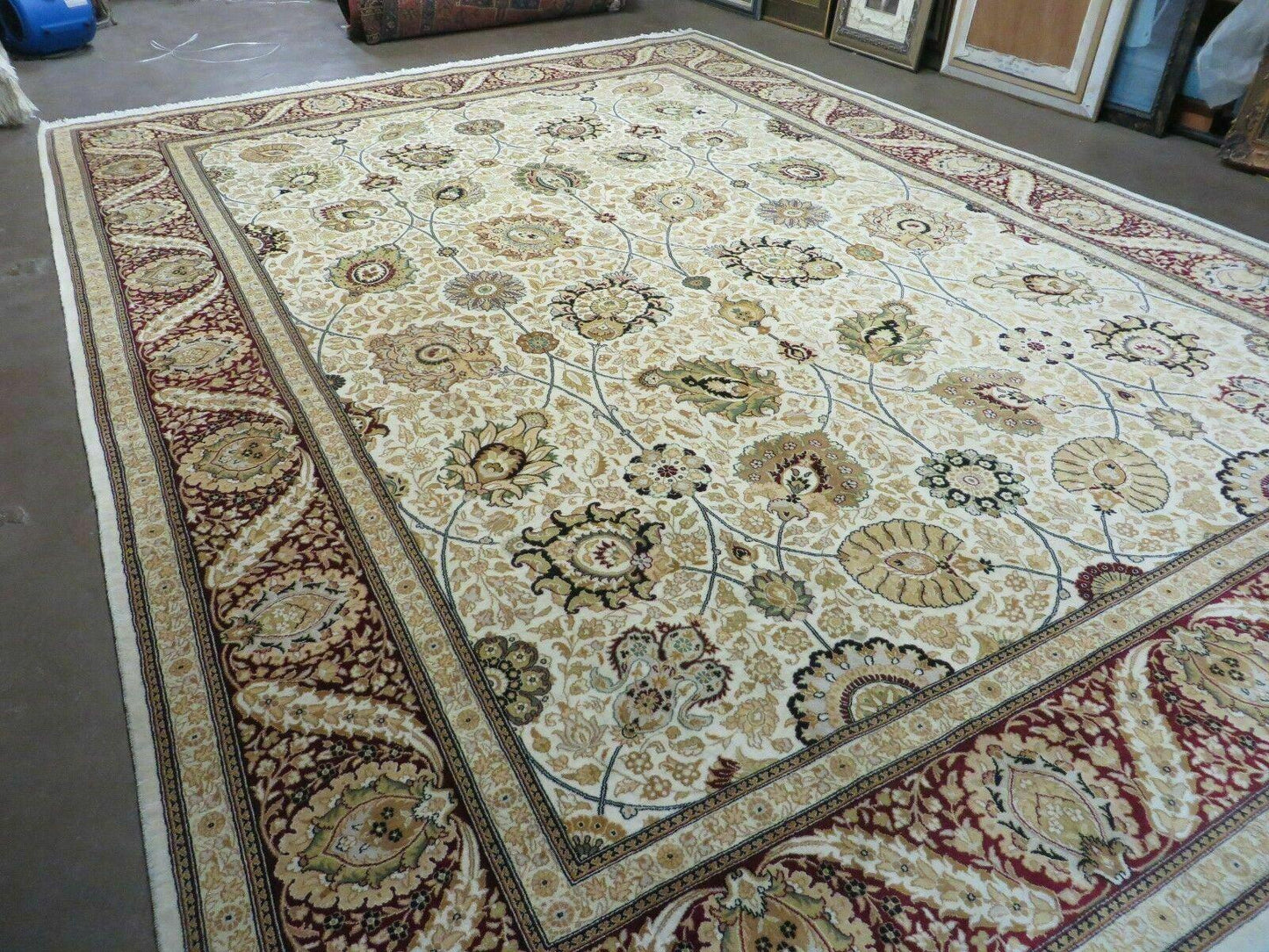 9' X 12' Vintage Handmade Wool Rug Pakistani Floral Design Nice Vegetable Dye - Nuvé