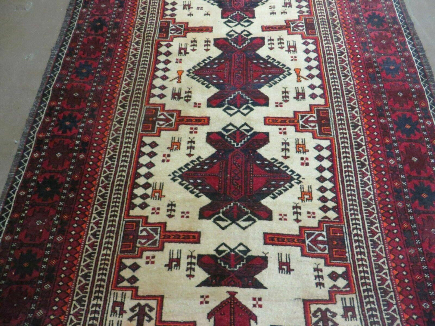 4' X 7' Vintage Handmade Pakistan Turkoman Bokhara Balouch Woven Wool Rug Nice - Nuvé
