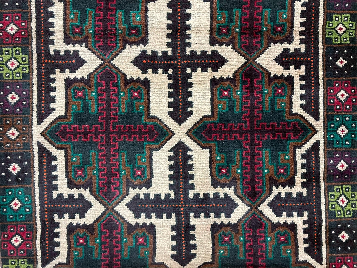 3 X 4.4 Vintage Handmade Tribal Wool Rug Balouchi Rug Afghan Rug Red Beige Green - Nuvé