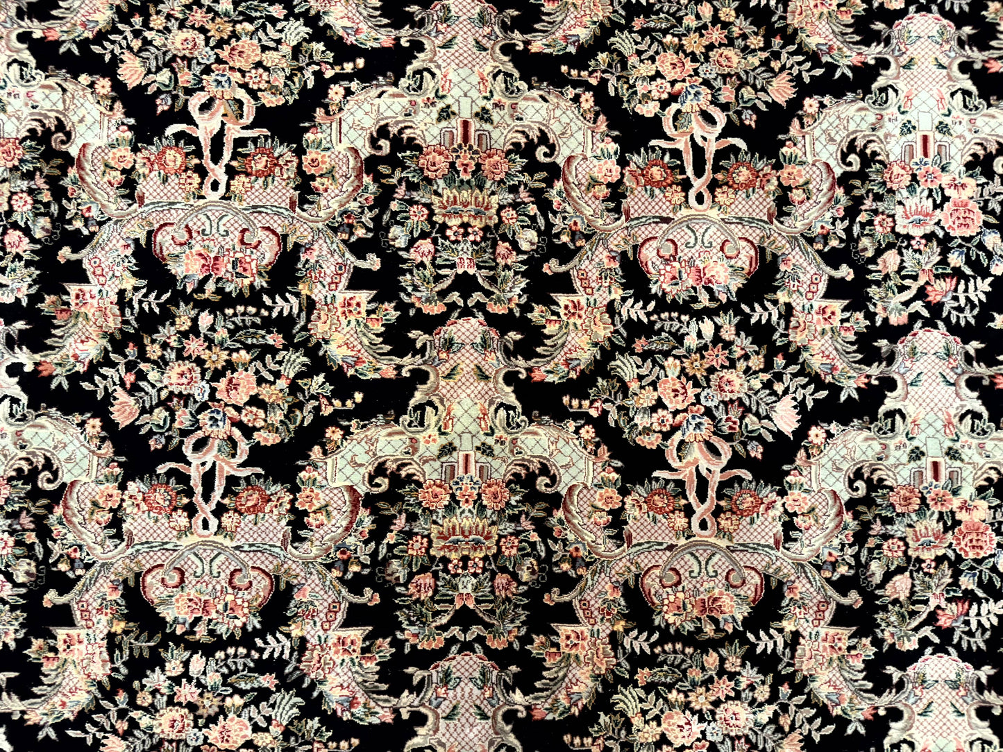 Sino Persian Rug 9x12, Black, Floral Bouquets - Nuvé