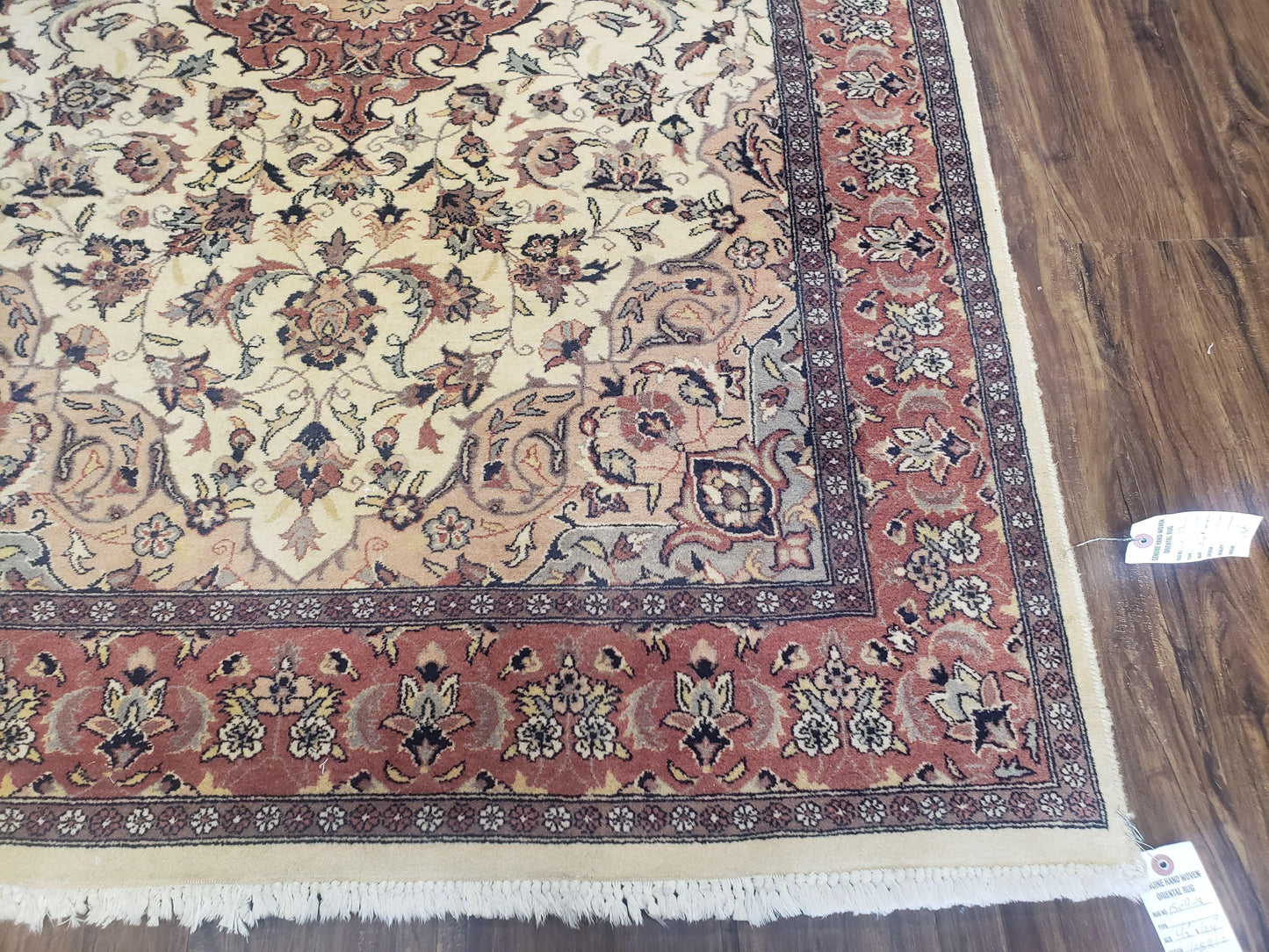 4x6 Handmade Top Quality Pakistani Floral Wool Rug Veg Dyes Carpet Beige Salmon - Nuvé