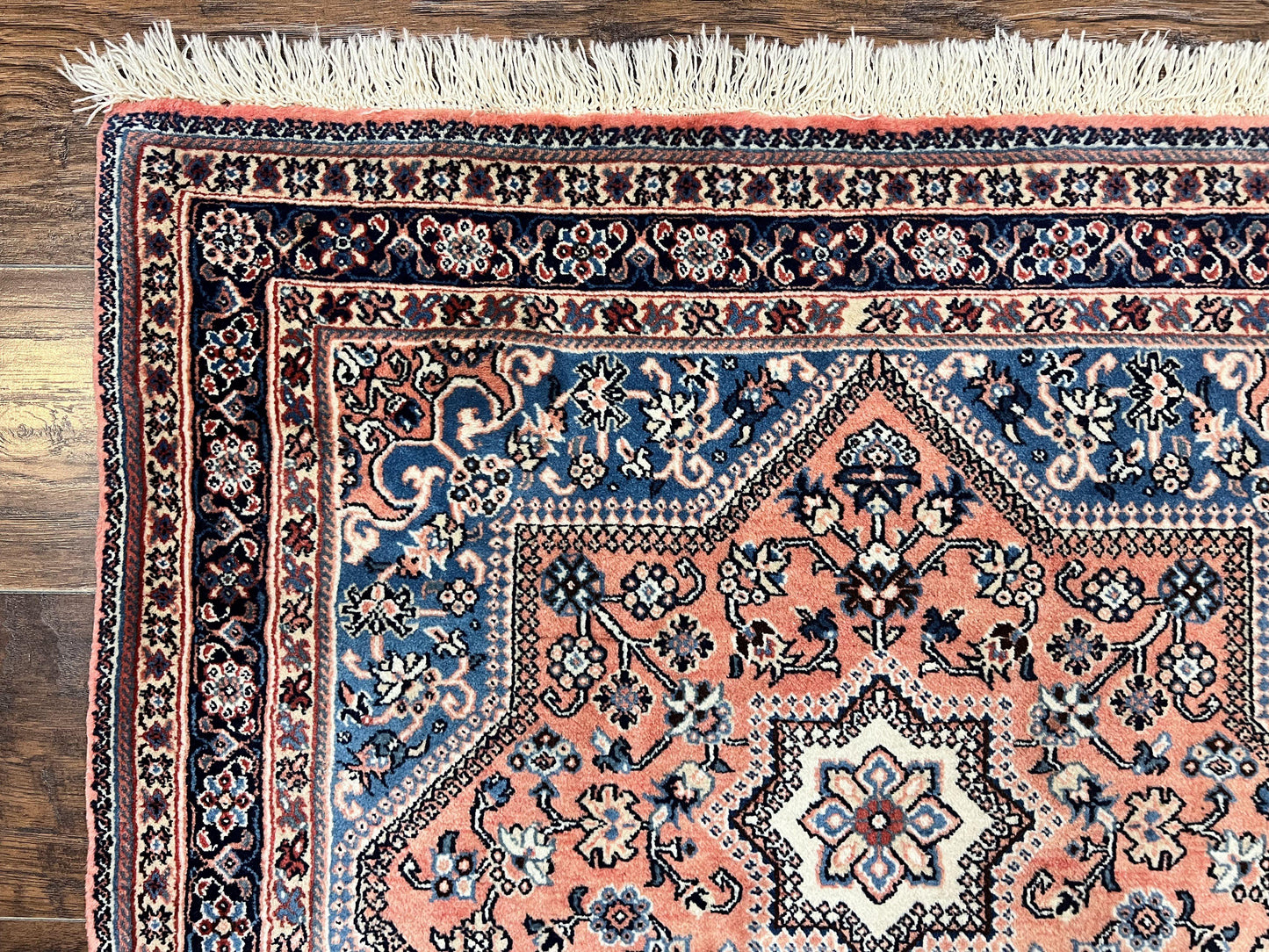 Persian Shiraz Rug 3x5, Geometric Tribal Rug, Wool Hand Knotted Vintage Carpet, Light Red & Blue, Signed by Masterweaver - Nuvé