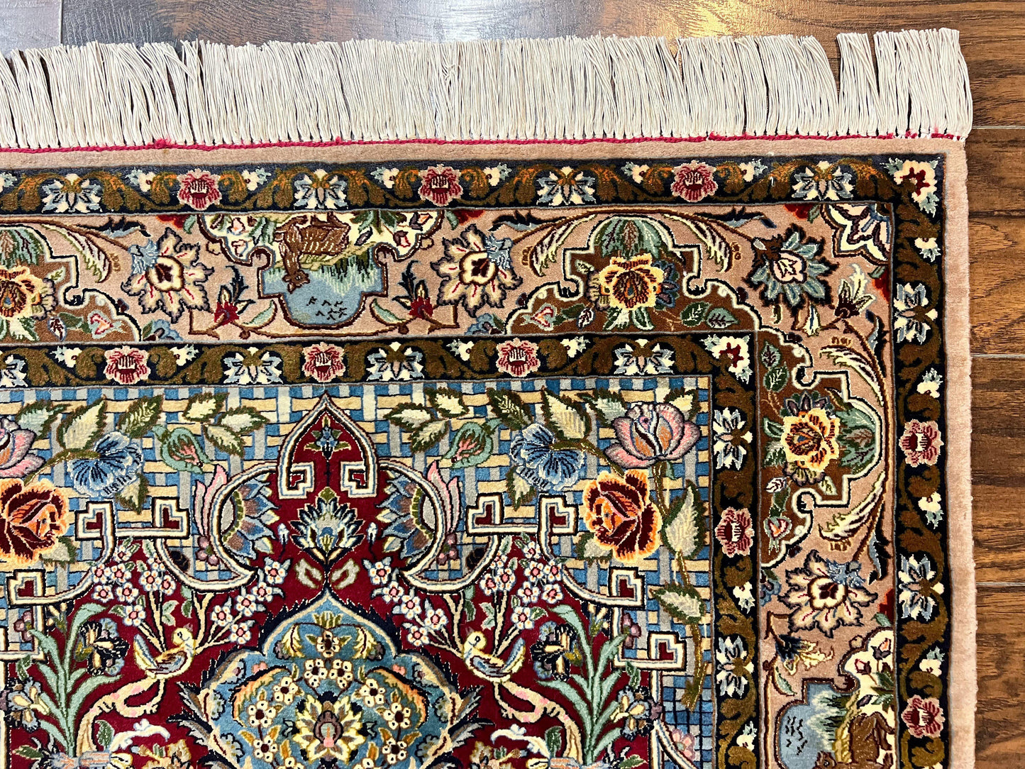 Marvelous Persian Isfahan Rug 3.7 x 5.6, Tree of Life and Animal Pictorials, Handmade Vintage Super Fine 600 KPSI, Kork Wool Silk Highlights, Rare - Nuvé