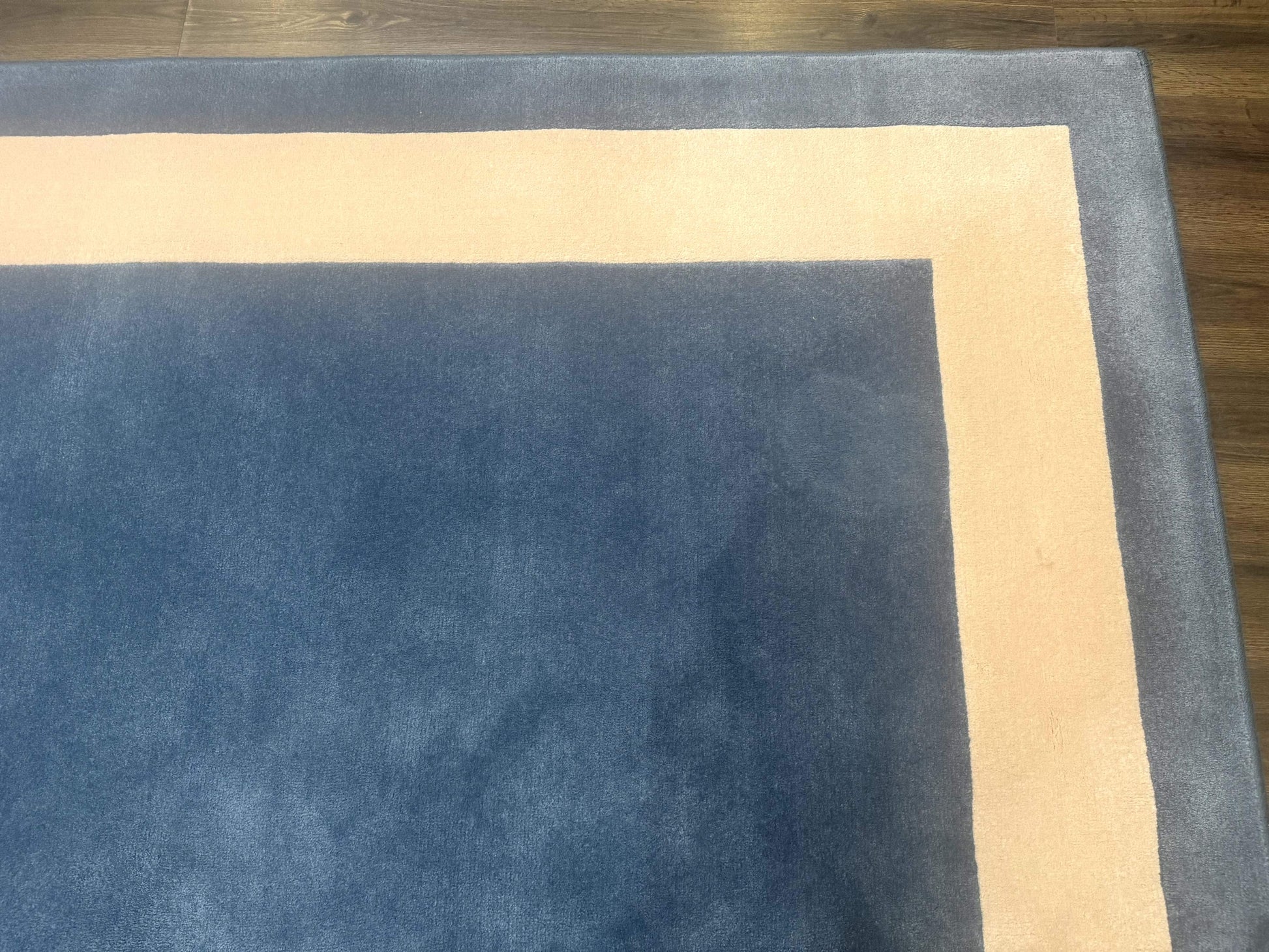 Blue and Cream Square Rug 10x10 ft, Large Square Carpet - Nuvé