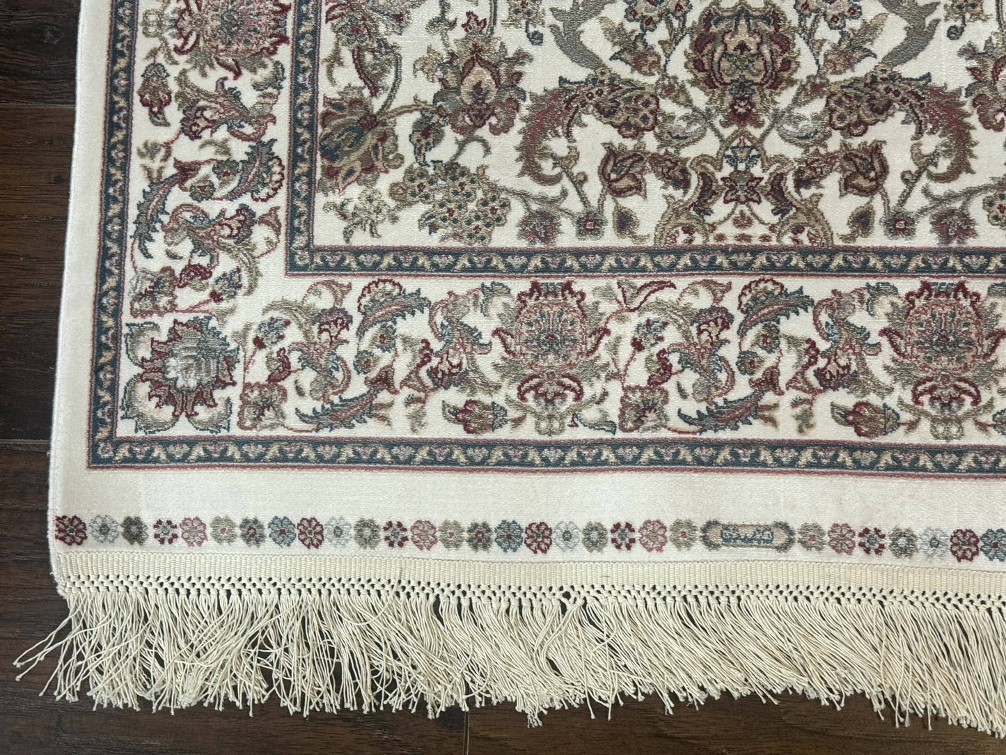 Small Turkish Silk Rug 2.6 x 4, Ivory, Allover Design, Bamboo Silk - Nuvé
