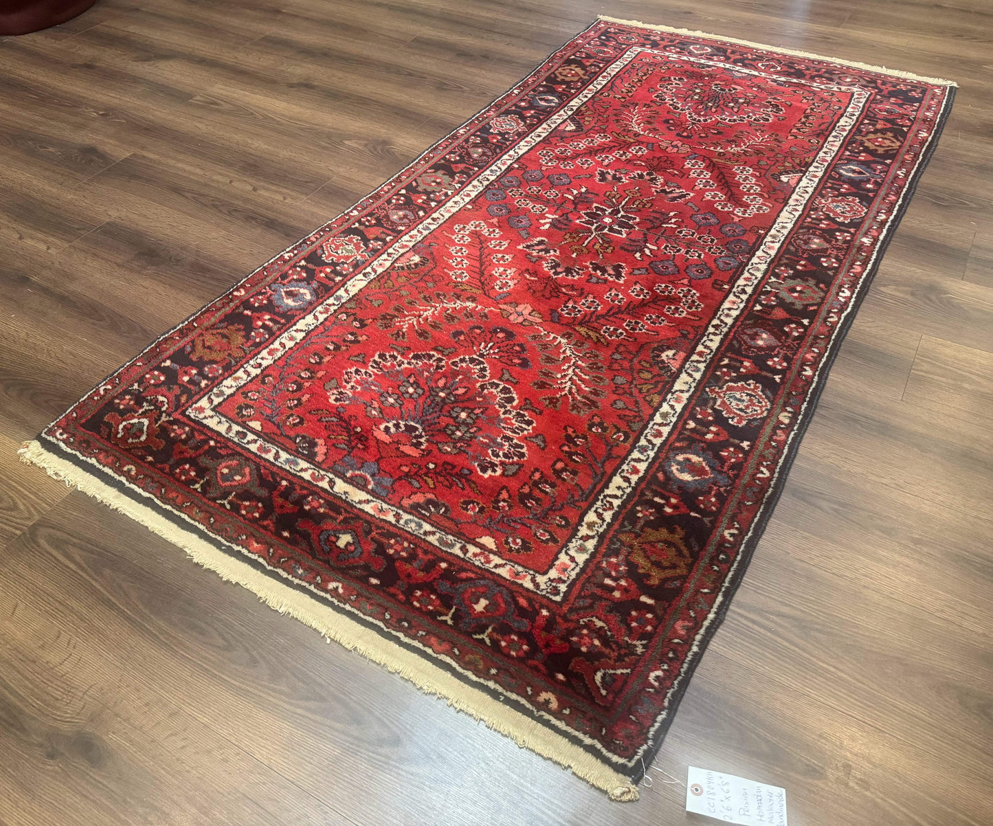 Red Persian Rug 2.6 x 6.8, Floral, Antique Per'sian Carpet, Persian Malayer Rug, Hamadan Rug - Nuvé