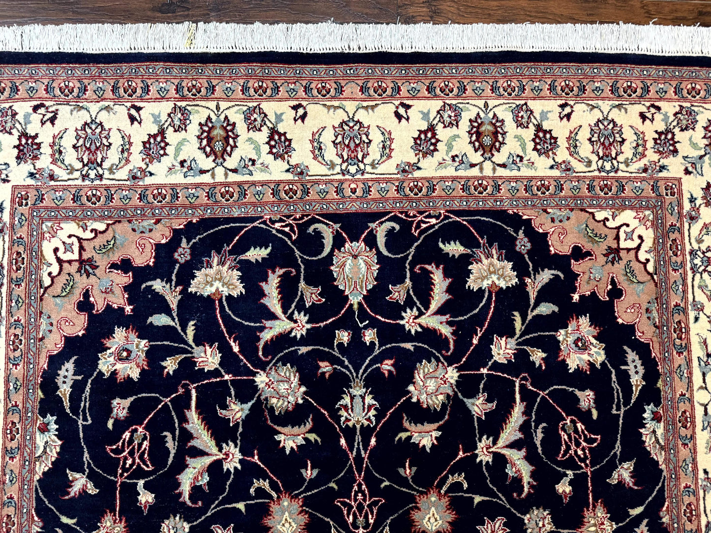 Navy Blue Pak Persian Rug 6x10, Floral Medallion, Traditional Persian Area Rug, Fine 240 KPSI - Nuvé