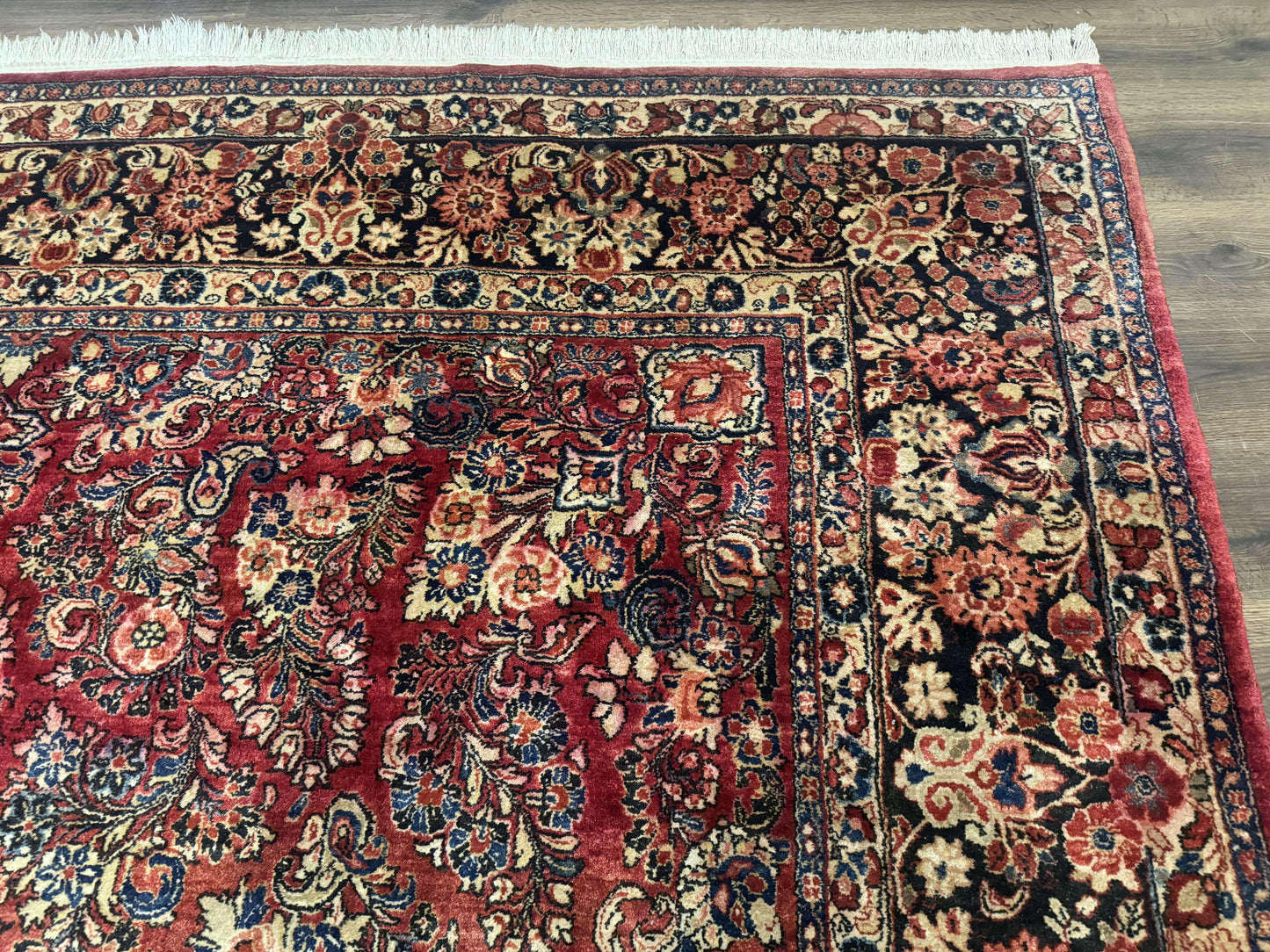 Large Persian Sarouk Rug 10x17, Palace Size Antique Persian Carpet, Red, Floral Allover, Traditional Persian Rug, Oversize Handmade Wool Rug - Nuvé