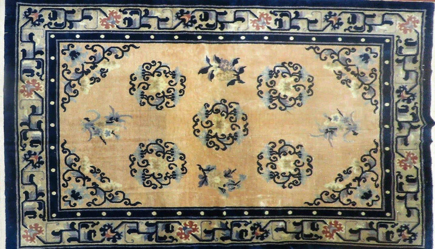4' X 6' Antique Handmade Fine Knotted Peking Chinese Wool Rug Amiri Salmon - Nuvé