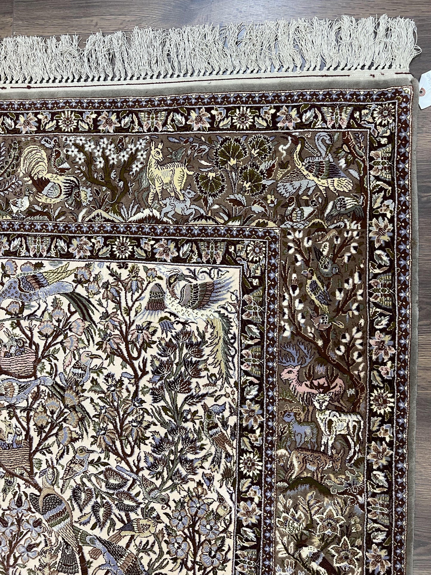 Persian Isfahan Rug 5x8 - Tree of Life, Animal Pictorials, Kork Wool & Silk - Nuvé