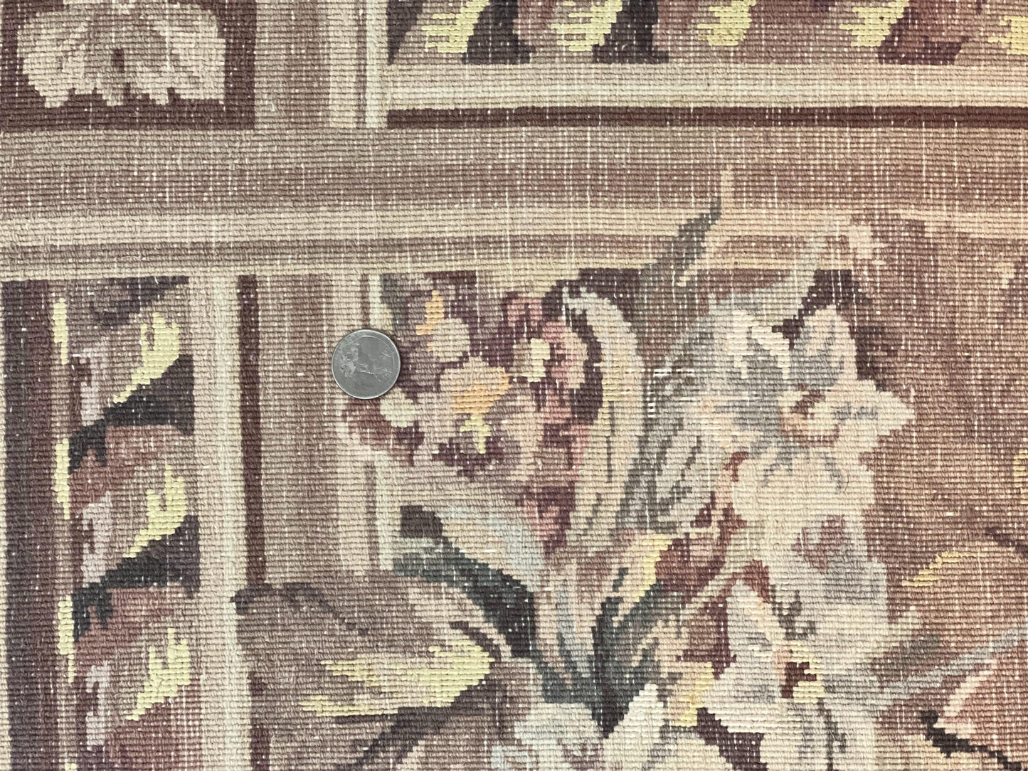 Aubusson Wool Rug 9x11, Wool with Silk Highlights, European Design, Vintage, Handmade, Floral, Fine 210 KPSI - Nuvé