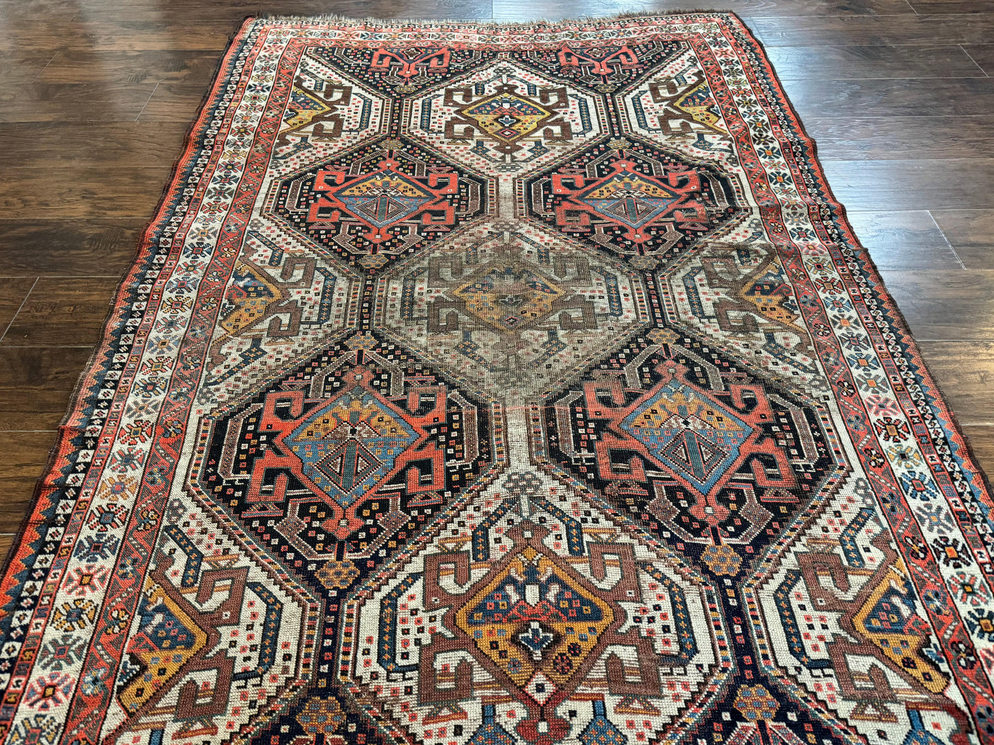 Antique Persian Qashqai Rug 5x8, Persian Tribal Rug, Khamseh Rug - Nuvé