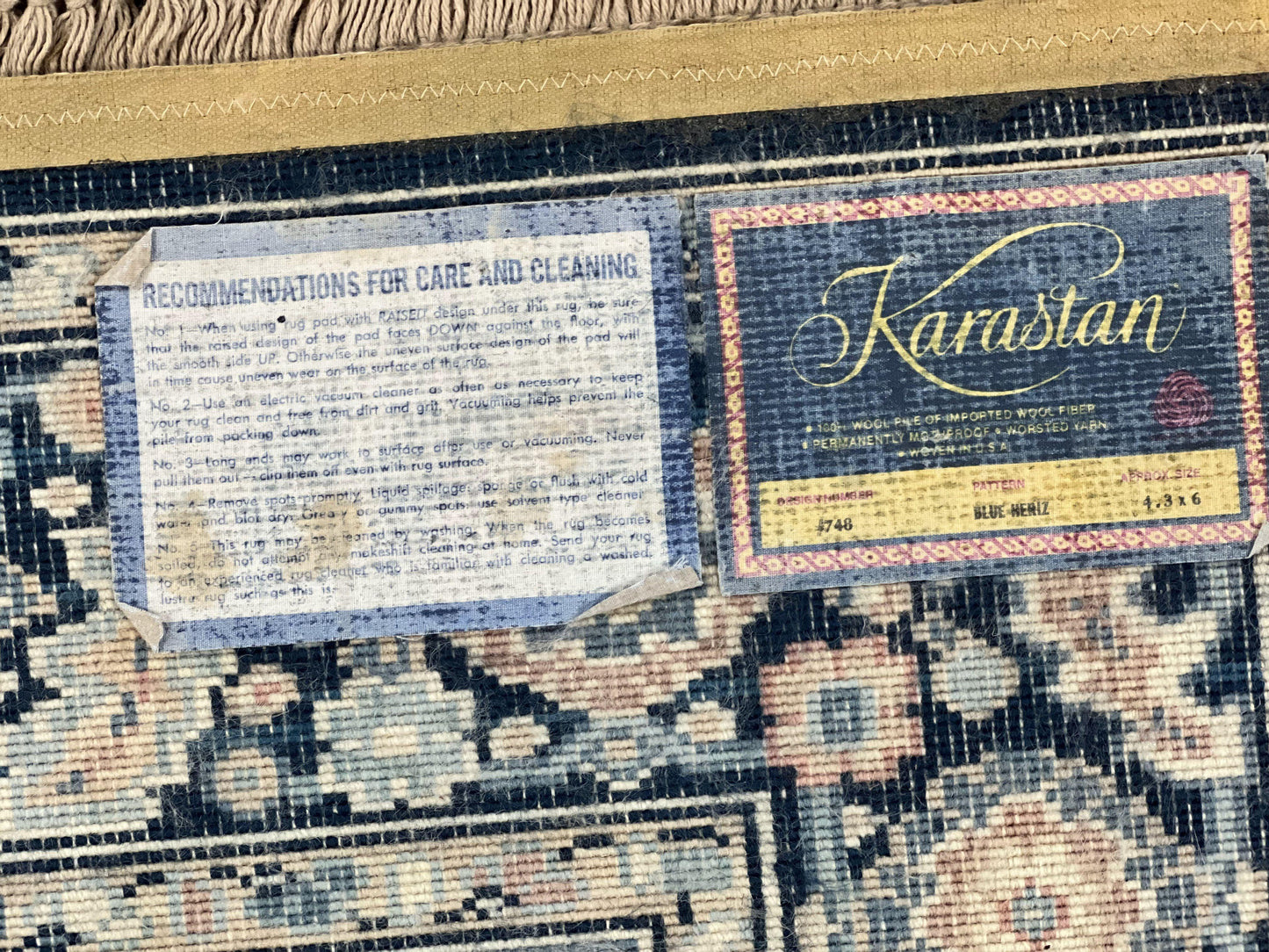 Karastan Blue Heriz Rug #748, Vintage Wool Karastan Carpet 4.3 x 6, Discontinued Original 700 Series Karastan Area Rug - Nuvé