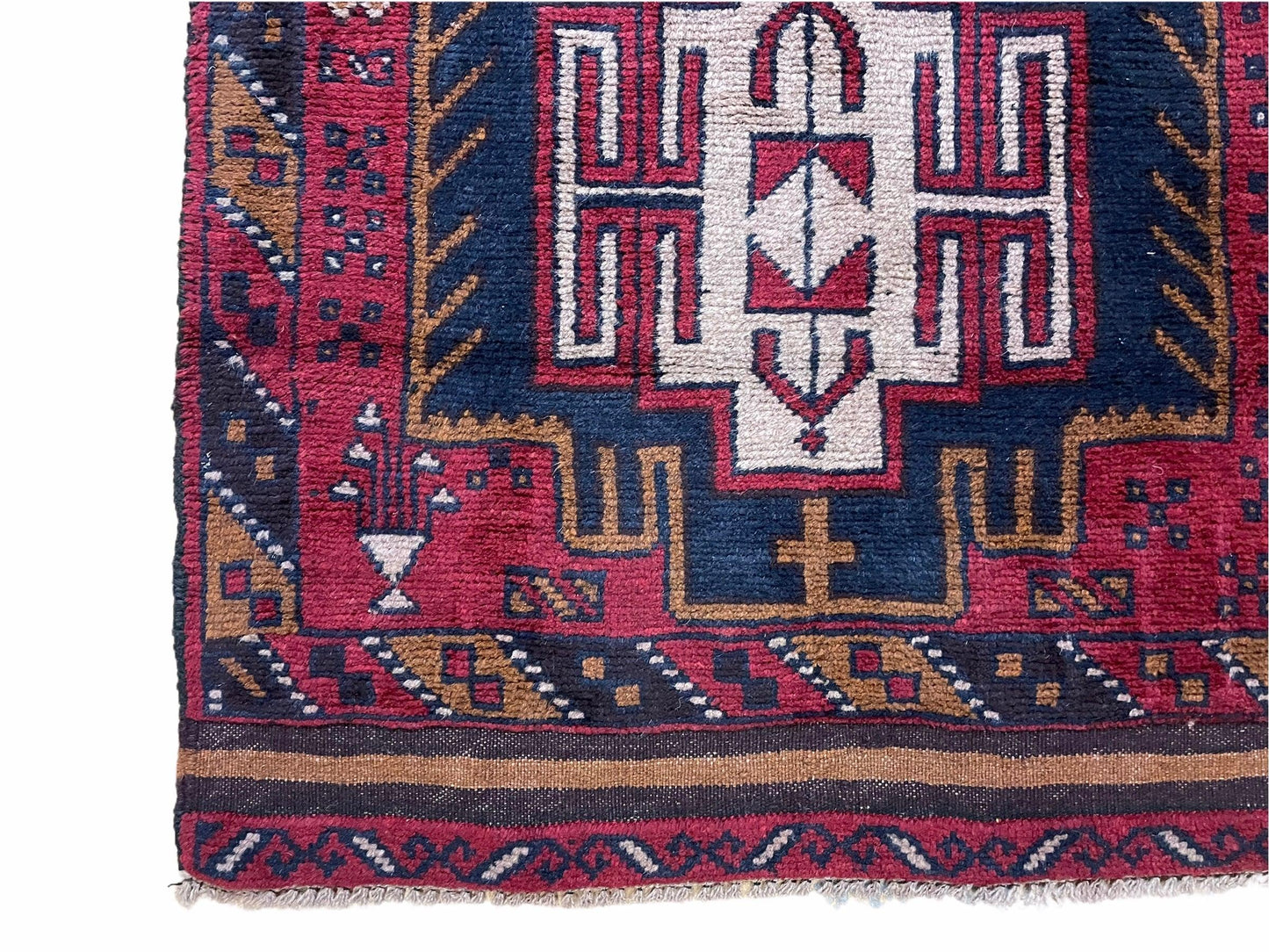 2' 9" X 4' 7" Vintage Handmade Tribal Wool Rug Balouchi Rug Afghan Rug Red Beige - Nuvé