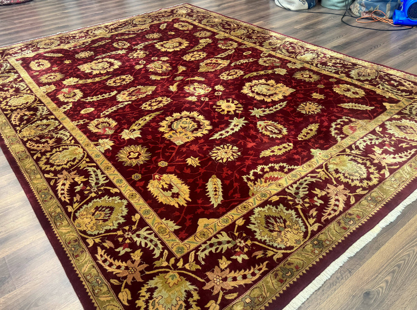 Indo Mahal Rug 9x12, Allover Pattern, Dark Red, Traditional Wool Area Rug - Nuvé