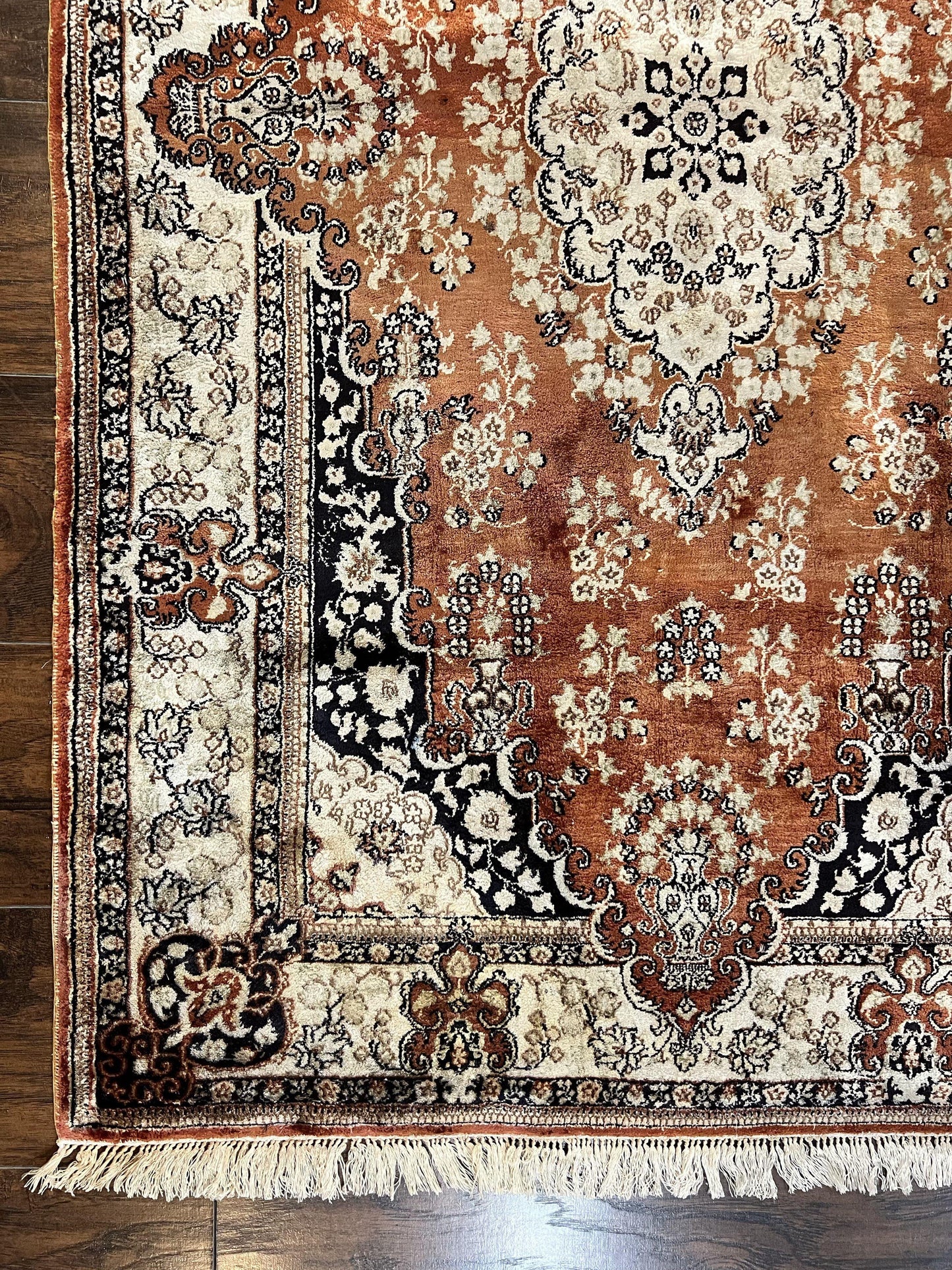 Turkish Silk Rug 3x5, Very Fine 400 KPSI, Floral Medallion, Handmade Hand Knotted Silk on Silk Oriental Carpet - Nuvé