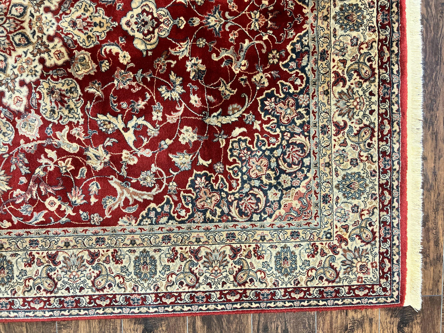 Couristan Rug 5.6 x 8, Floral Medallion, Dark Red Cream, Belgium Power Loomed Rug, Taj Mahal Rug, Vintage Oriental Wool Carpet - Nuvé