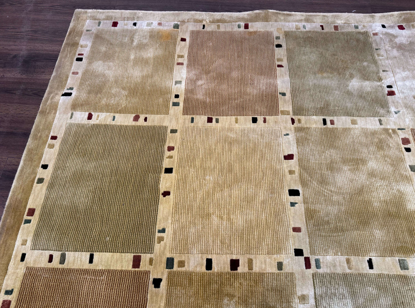 Large Wool Rug 10x13, Panel Design, Modern Contemporary Carpet - Nuvé