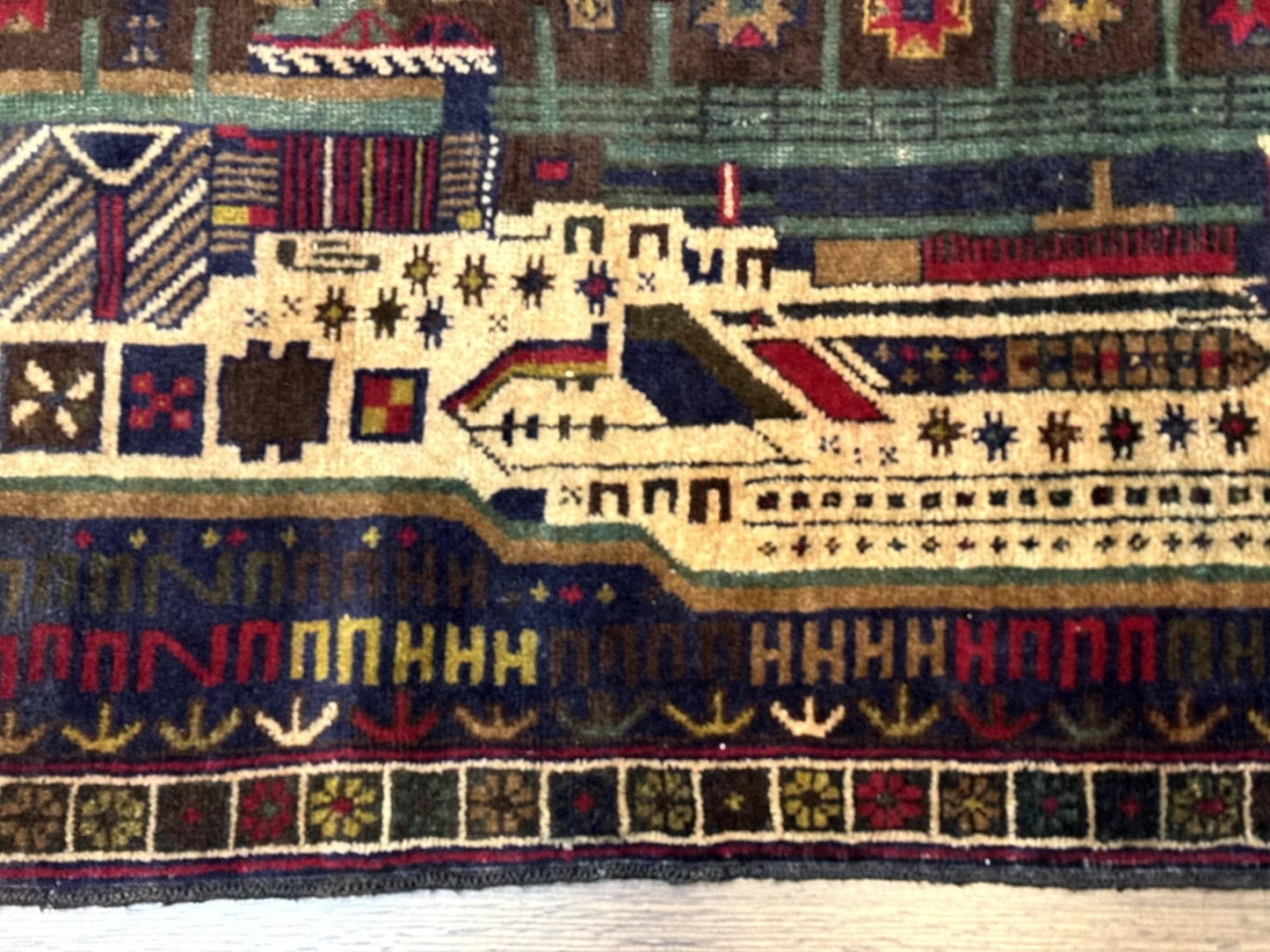 Balouch Rug 3x5, Afghan Carpet, City Pictorial - Nuvé