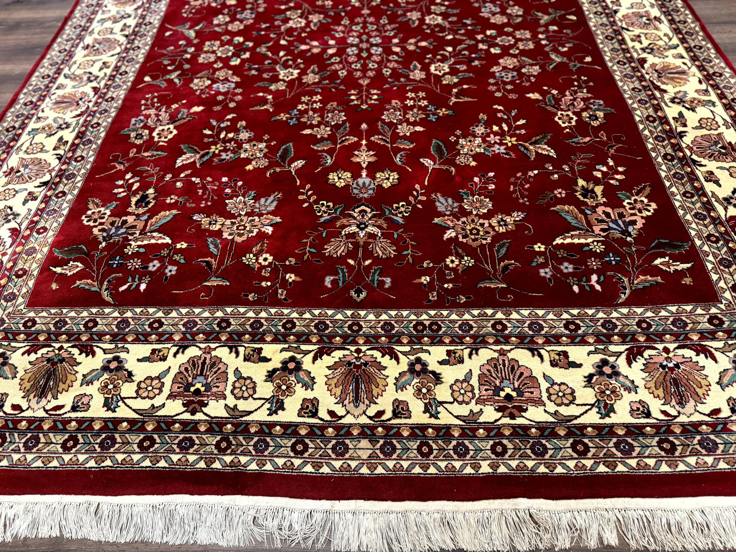 Indo Persian Rug 8x10, Red and Cream, Floral, Pande Cameron - Nuvé
