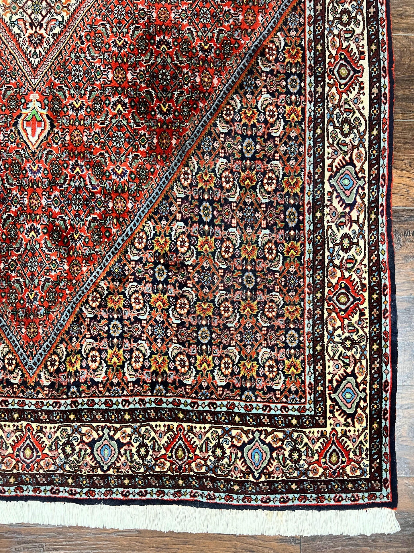 Persian Bidjar Rug 5x10, Wool Hand Knotted Vintage Carpet, Highly Detailed, Mahi Herati Pattern, 5 x 10 Oriental Rug - Nuvé