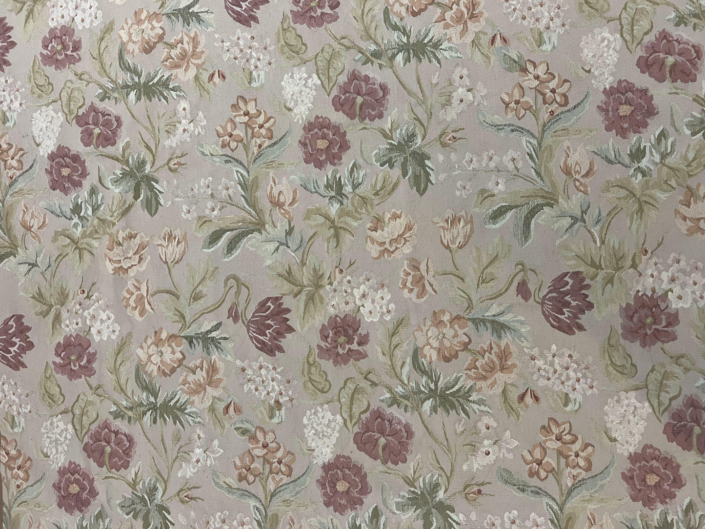 Aubusson Rug 9x12, Pink Beige Light Mauve, Handmade Allover Floral Roses, Wool Flatweave Carpet 9 x 12 ft, European French Design, Elegant - Nuvé