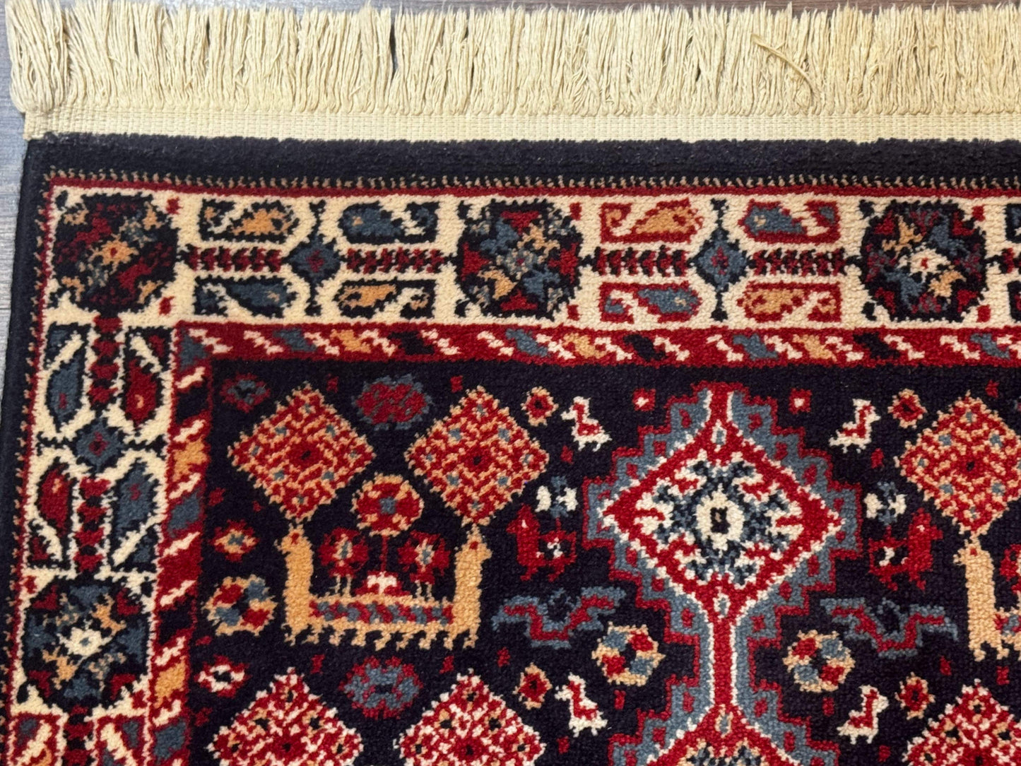 Small Karastan Rug 3x4, Yuruk Collection, Wool, Tribal, Geometric, Navy Blue - Nuvé