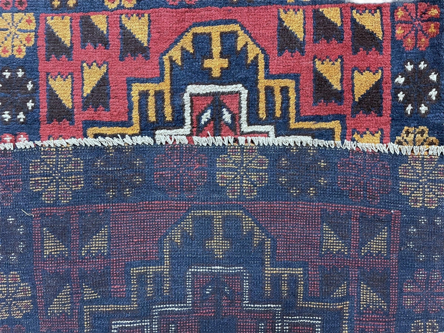 3 X 4.3 Vintage Handmade Tribal Wool Rug Balouch Rug Afghan Rug Red Blue Nice - Nuvé