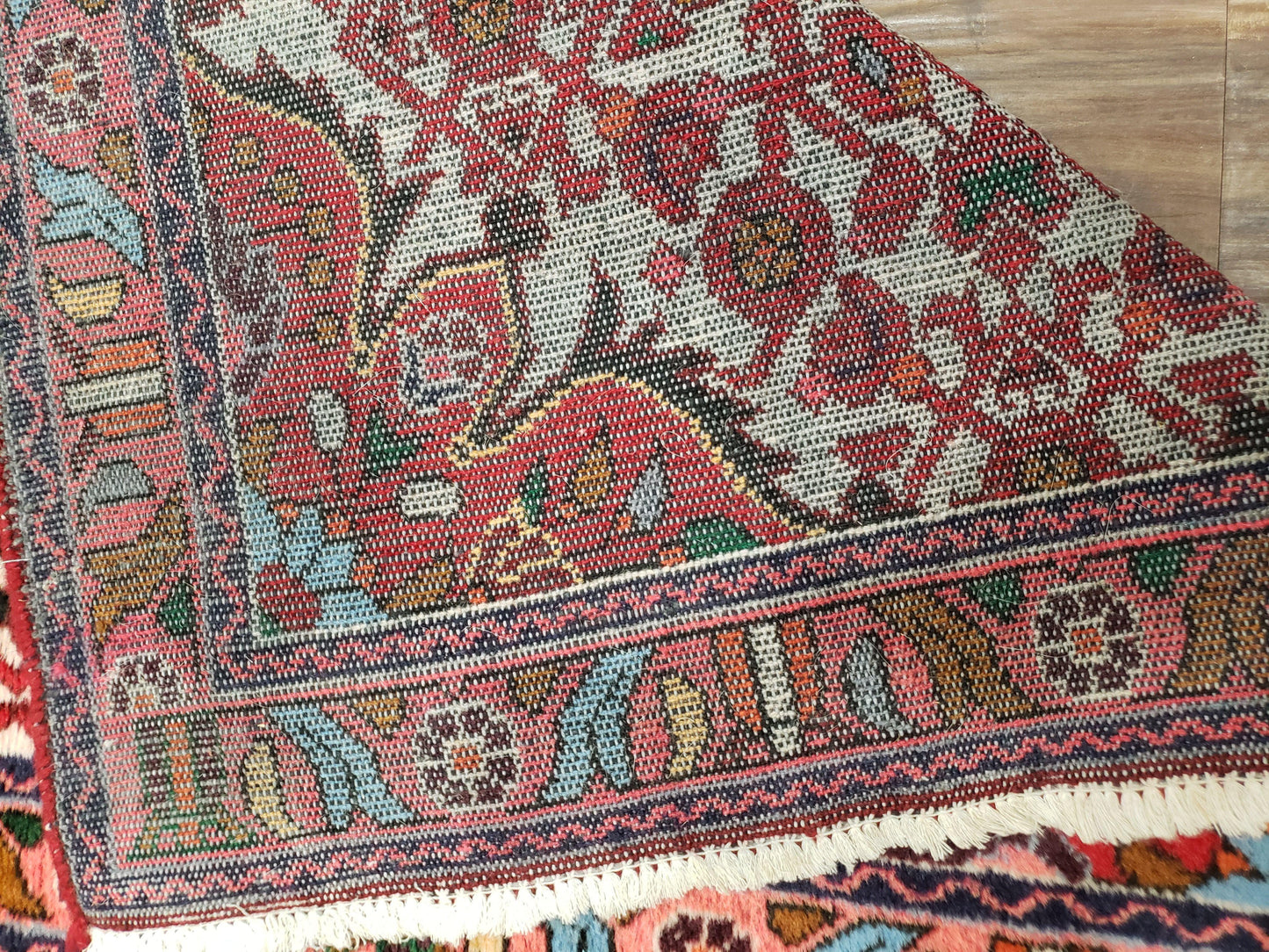 3' 2' X 5' 1" Handmade Floral Wool Rug Red Beige /Ivory - Nuvé