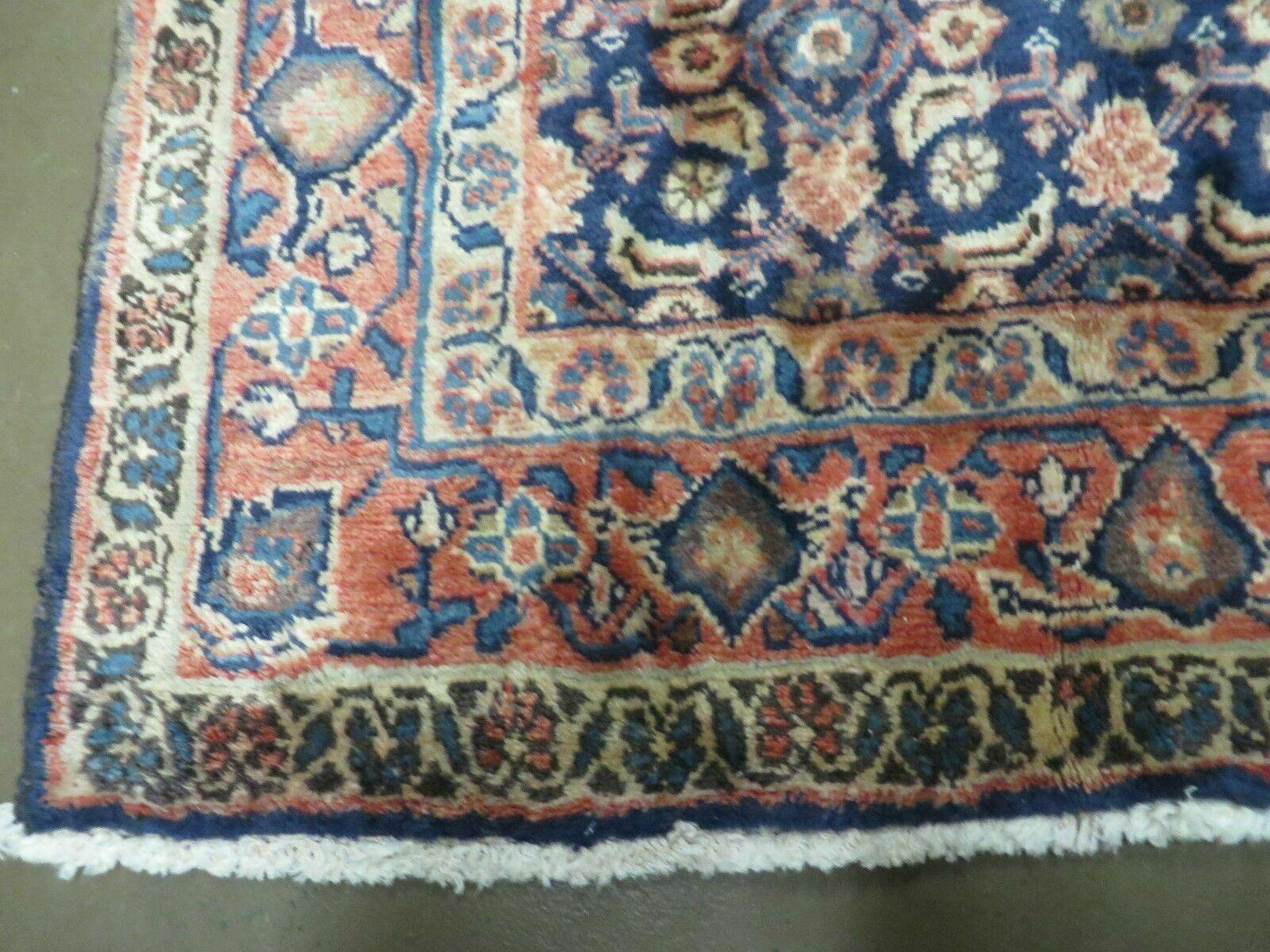 3'7" X 10' Antique Handmade India Floral Oriental Wool Runner Rug Organic Blue - Nuvé