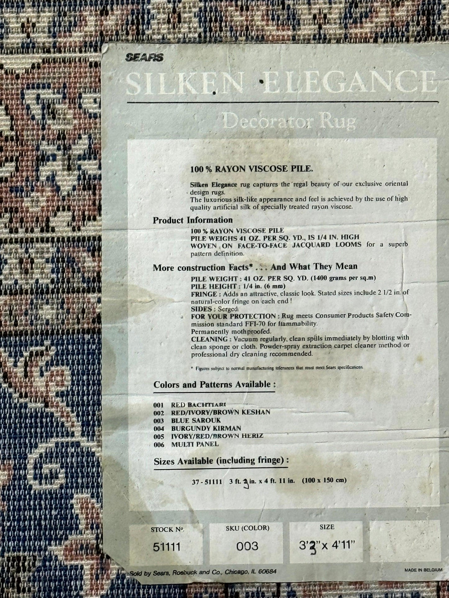 Vintage Art Silk Rug 3x4, Traditional Oriental Persian Design Rug, Belgium Power Loomed Rug, Navy Blue - Nuvé