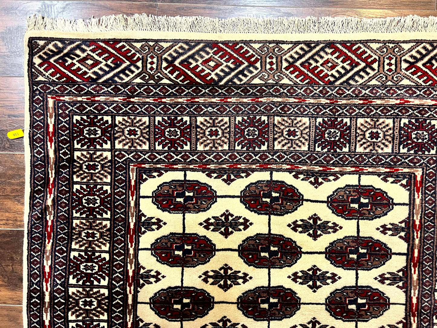Pakistani Bokhara Rug 4x6, Turkoman Carpet, Vintage Handmade Wool Rug, Ivory - Nuvé