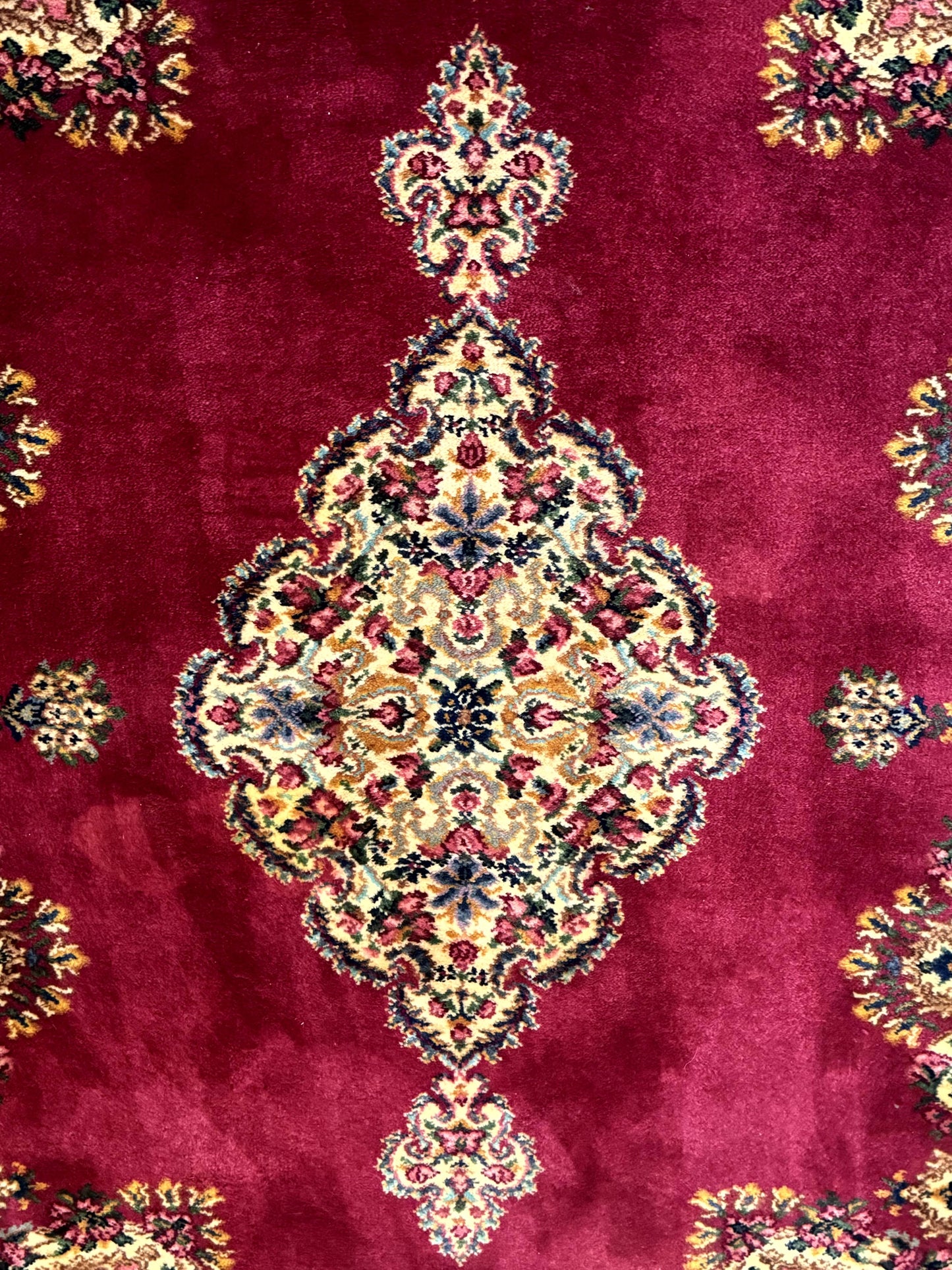 Karastan Rug 4x6 Red Medallion Kirman #762, Wool Vintage Original 700 Series - Nuvé