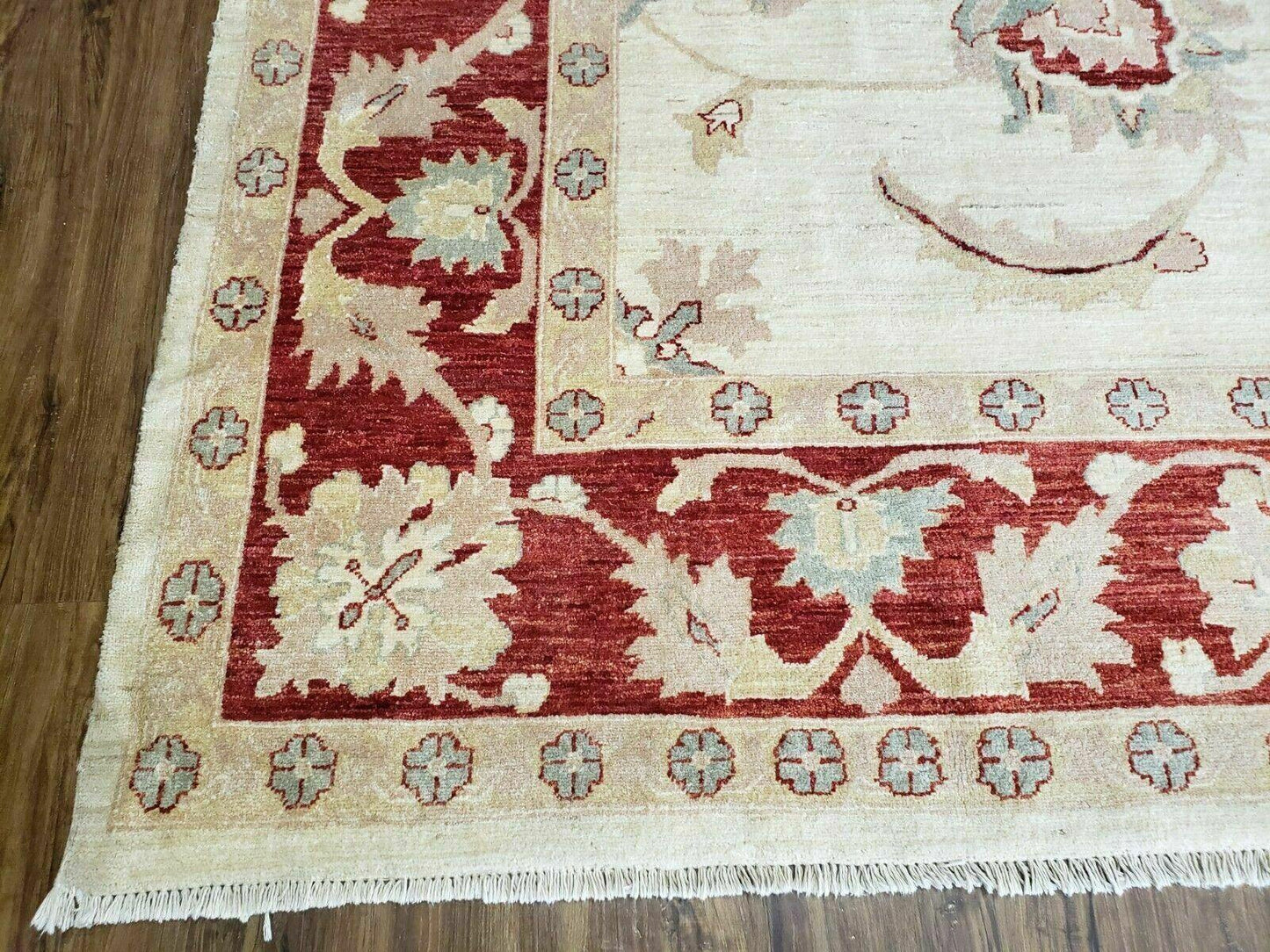 Peshawar Rug 10x14 Rug 10x14 Vintage Rug 10x14 Handmade Rug Chobi Rug Ivory Beige Red Rug - Nuvé