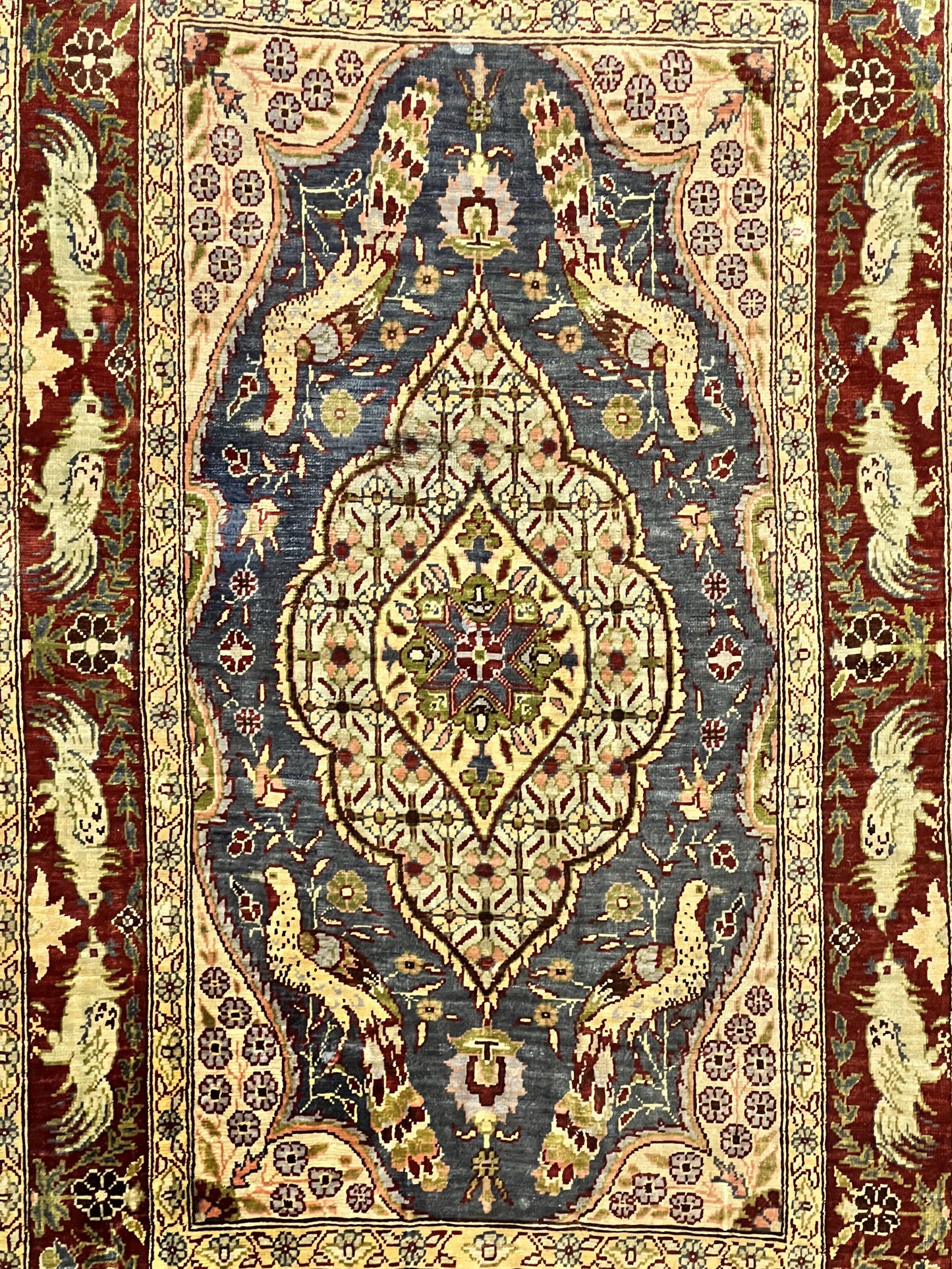 Silk Turkish Hereke Rug 2x3, Peacocks Birds, Signature from Master Weaver, Super Finely Hand Knotted 550 KPSI, Animal Pictorials - Nuvé