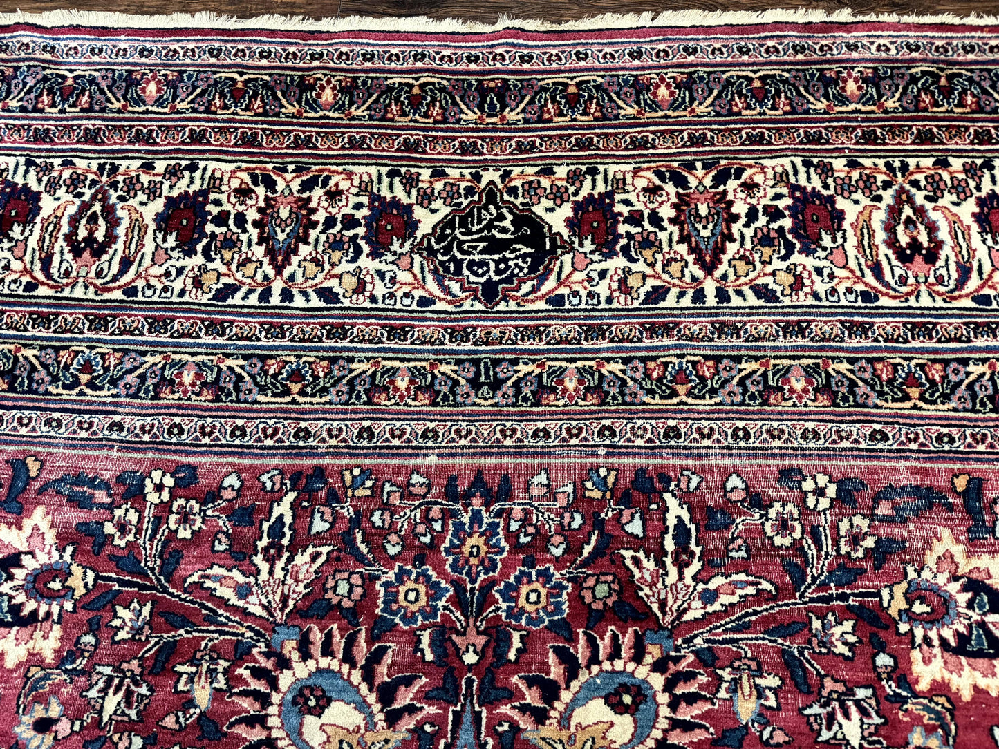 Antique Persian Mashad Rug 10x12, Red and Ivory, Signed by Master Weaver - Nuvé