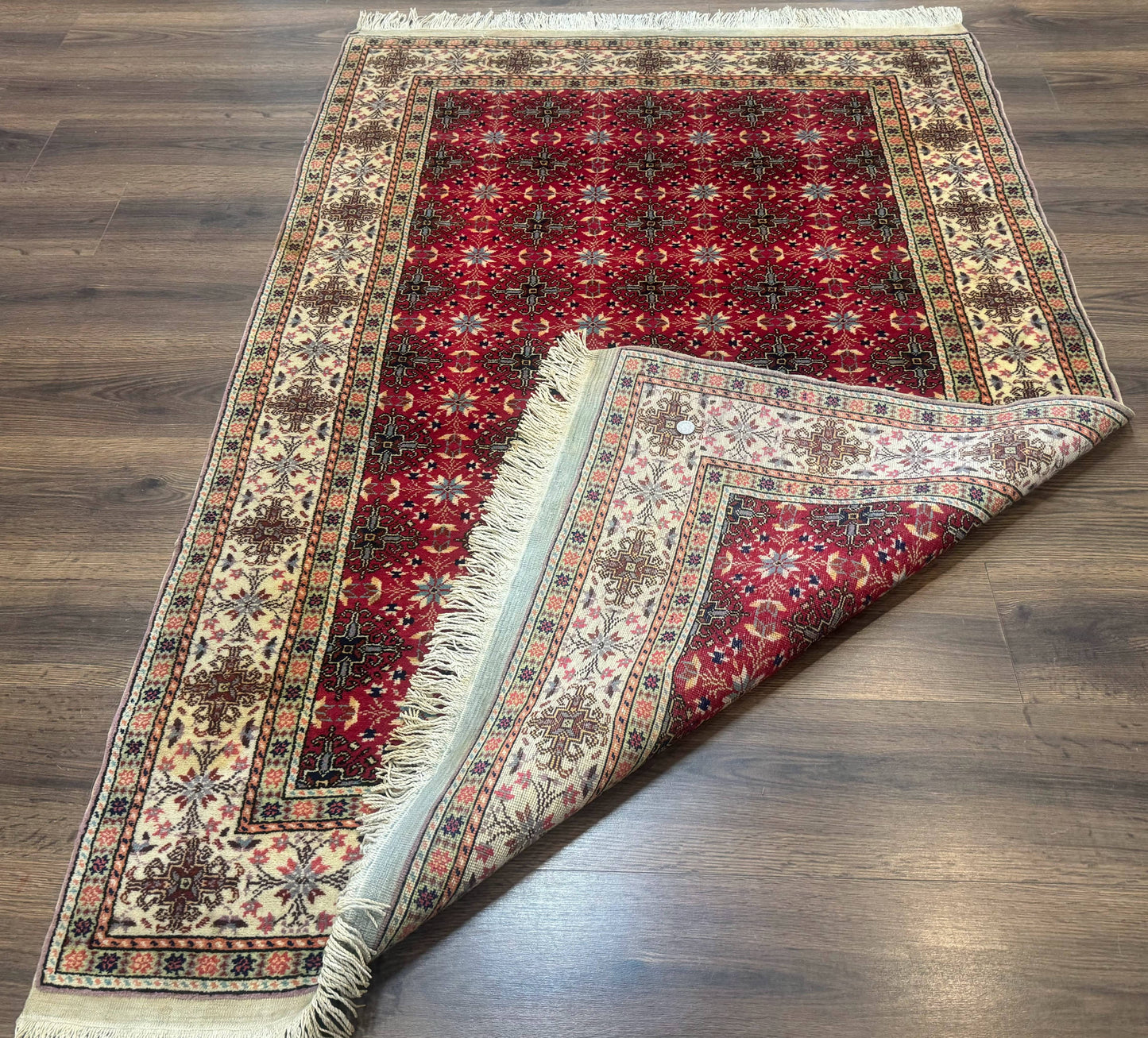 Turkish Sivas Rug 4x6, Red and Cream, Allover Design, Handmade Vintage - Nuvé
