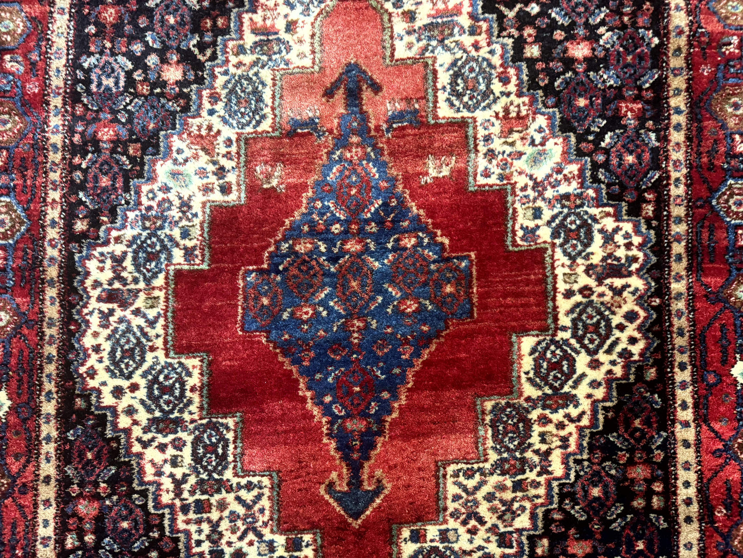 Antique Persian Kurdish Senneh Rug 4x5 Tribal Carpet Wool Geometric Medallion - Nuvé