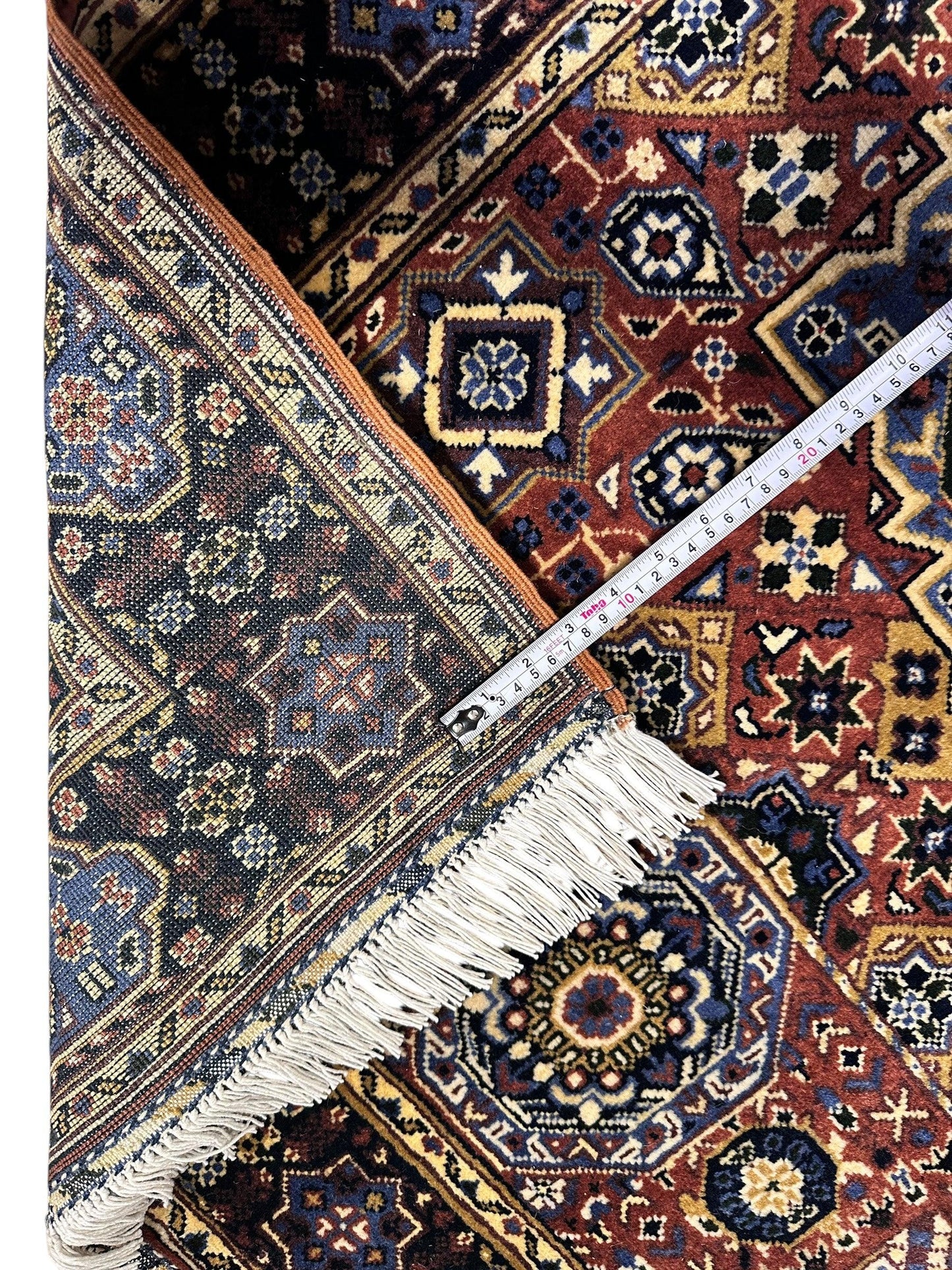 Hand-knotted Afghani Wool Rug by Rugistan featuring blue and brown Mamluk design, 40x62 inches, displaying intricate traditional patterns.